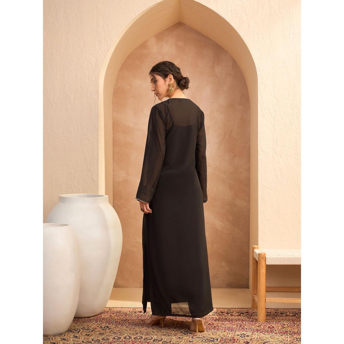 عباية بتفاصيل ترتر مع فستان بحمالات-women-clothing-ethnicwear-dresses-image-6