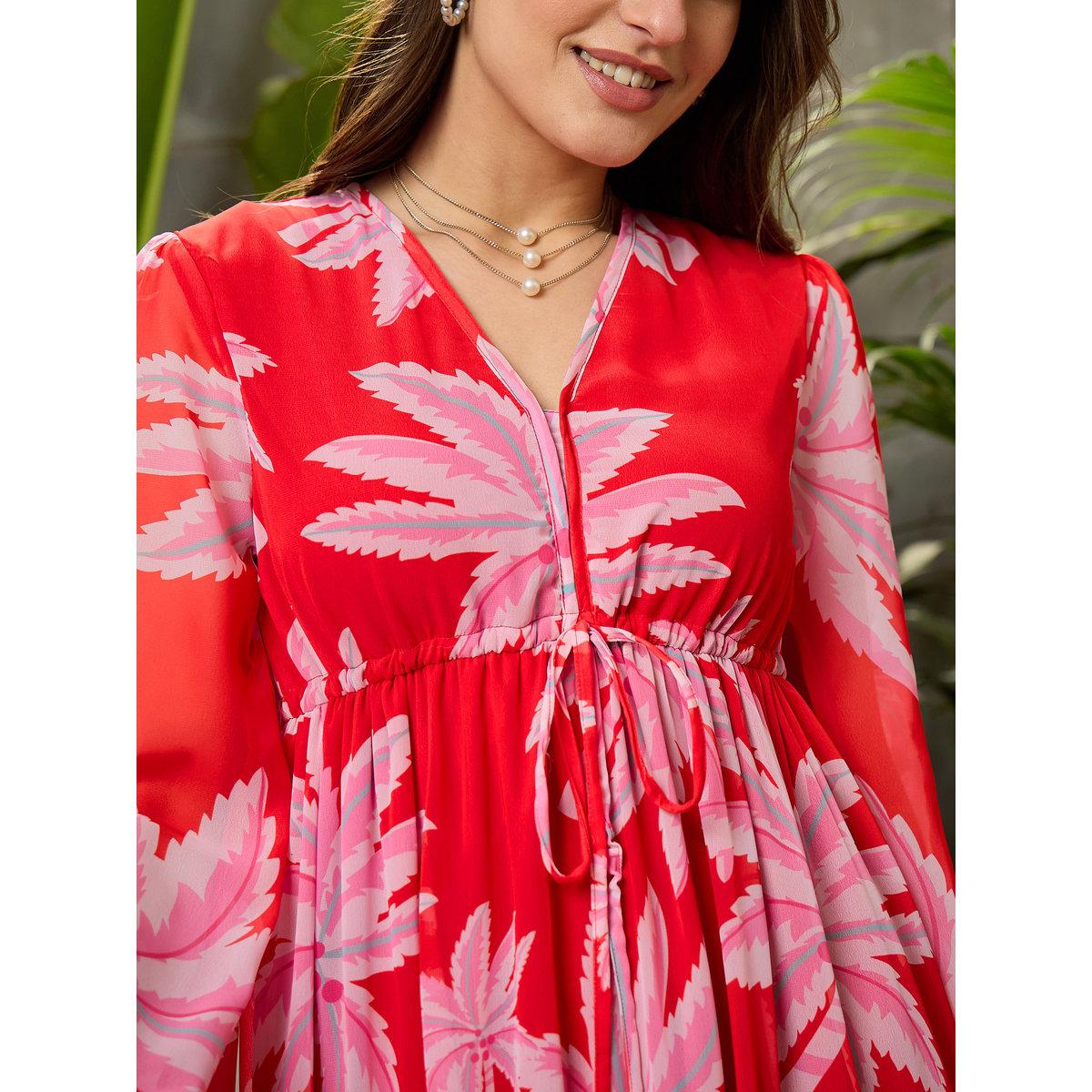 Sassafras Red Palm Print Tiered Maxi Dress-women-clothing-dresses-image-4