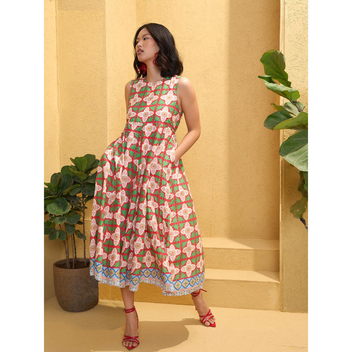 فستان ميدي مُطبع بالكامل بدون أكمام-women-clothing-dresses-image-1