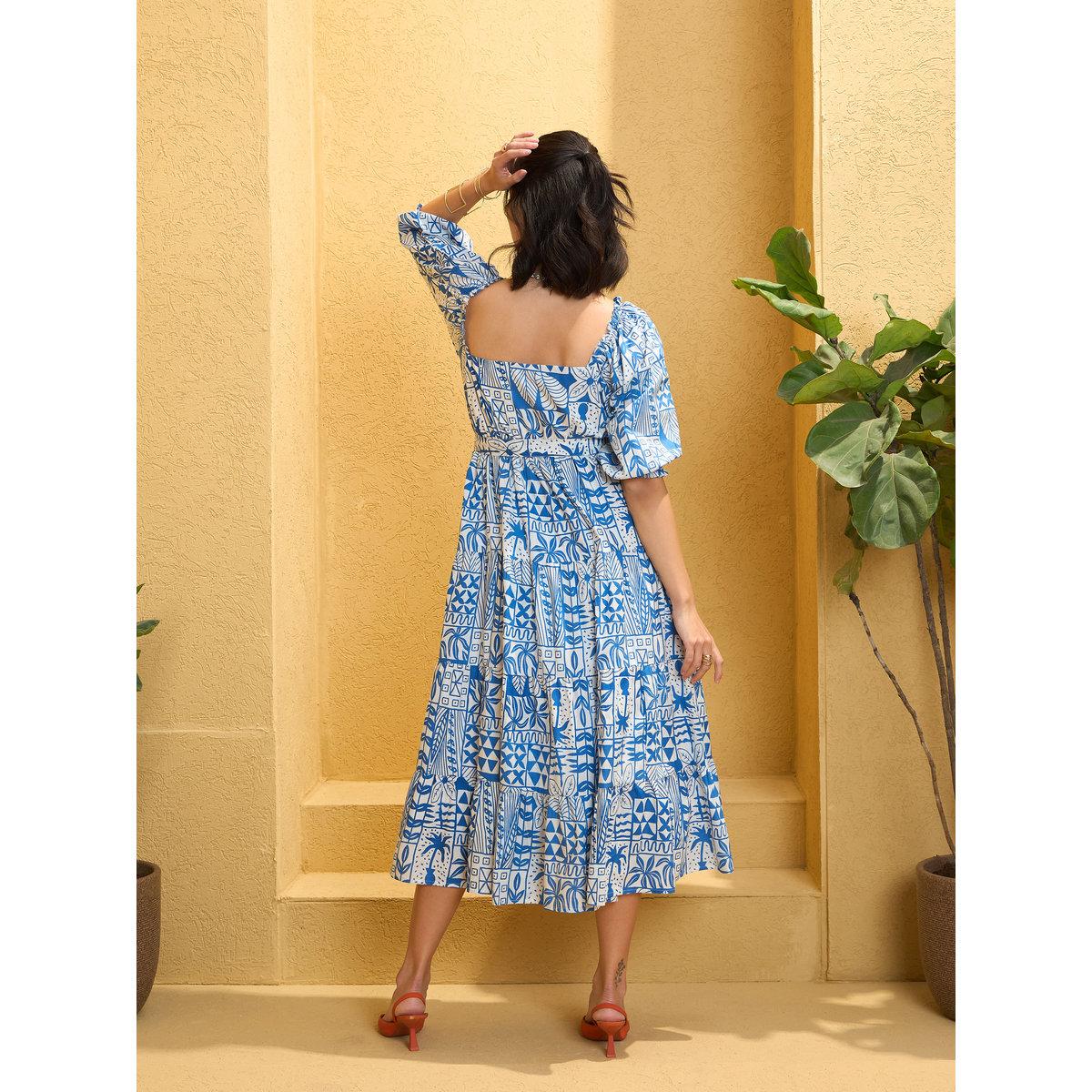Sassafras Blue All Over Print Belted Midi Dress-women-clothing-dresses-image-4