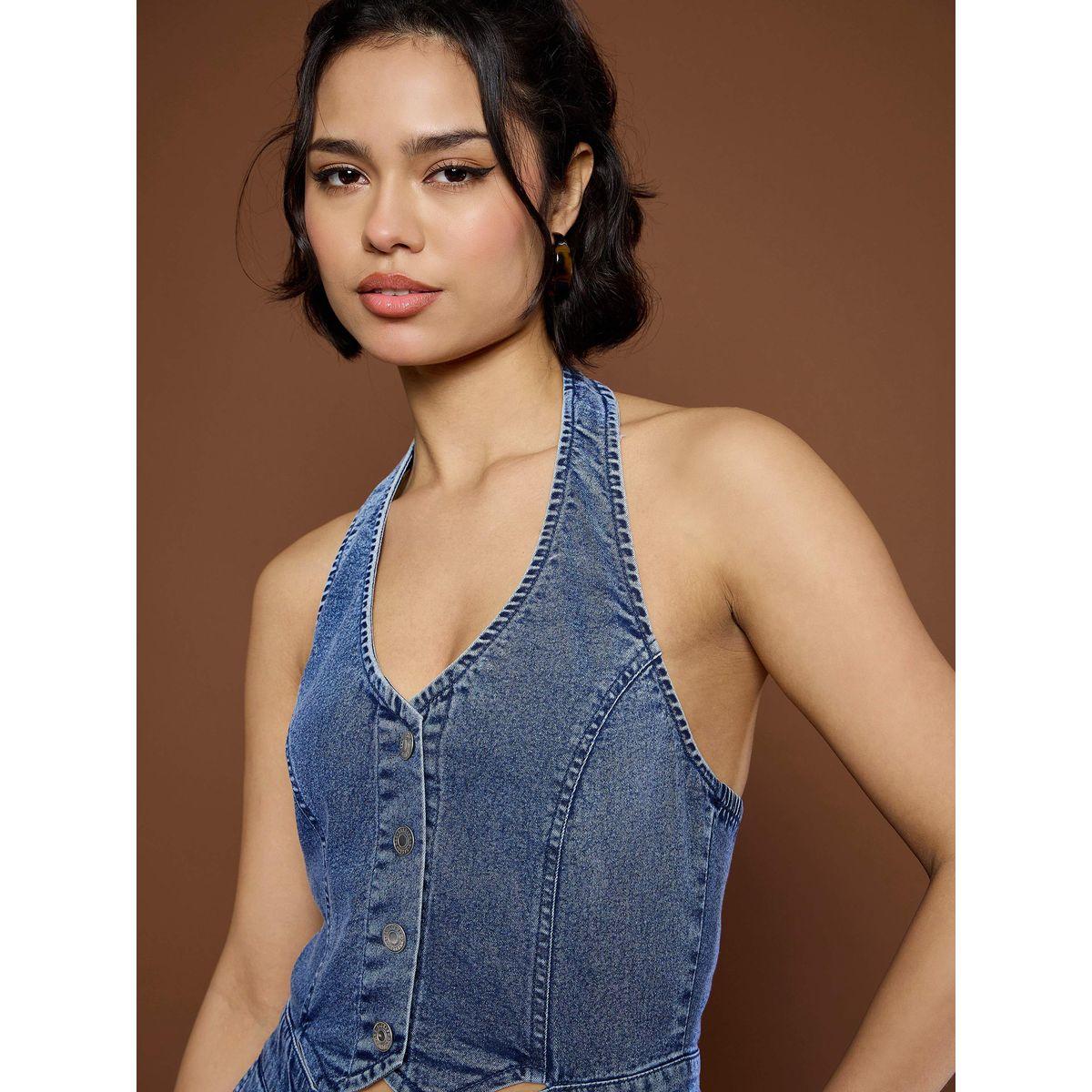 Sassafras Denim Straight Leg Jumpsuit with Halter Neck-women-clothing-jumpsuits-image-4