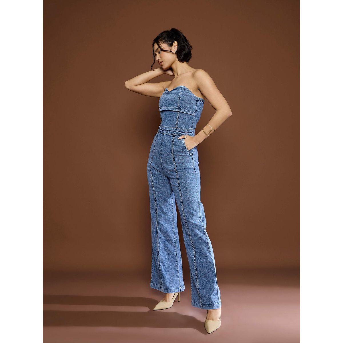 Sassafras Blue Bardot Neck Denim Flared Jumpsuit-women-clothing-jumpsuits-image-3