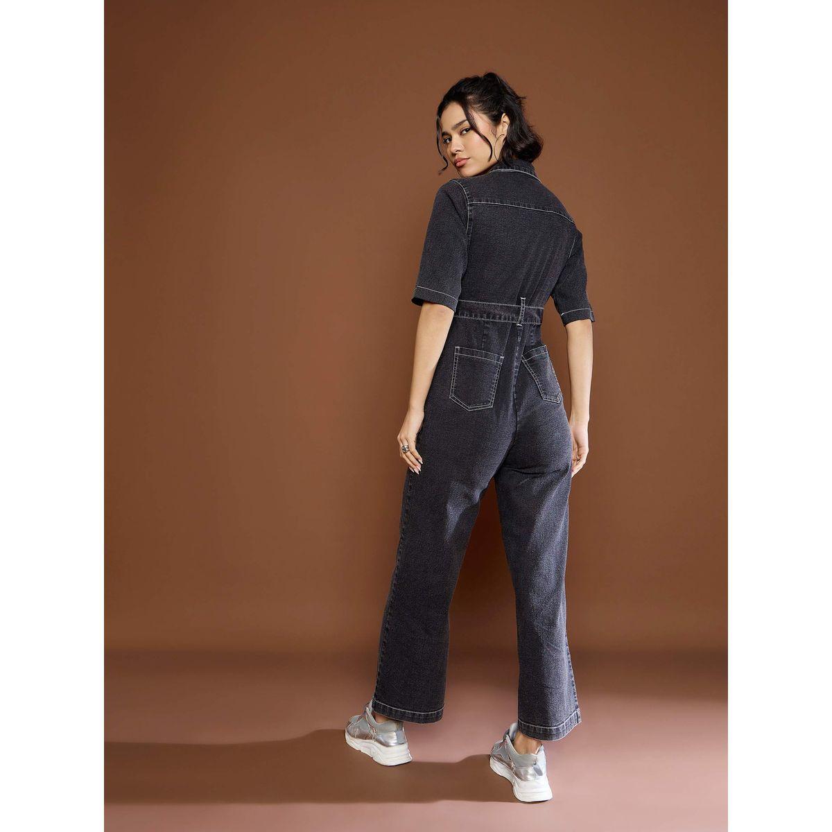 Sassafras Black Washed Denim Jumpsuit with Tie Belt-women-clothing-jumpsuits-image-5