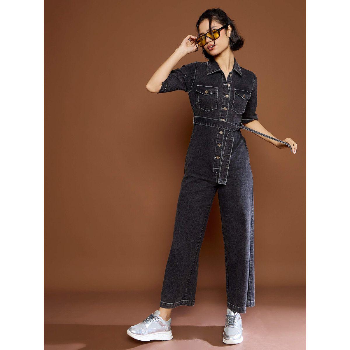 Sassafras Black Washed Denim Jumpsuit with Tie Belt-women-clothing-jumpsuits-image-6