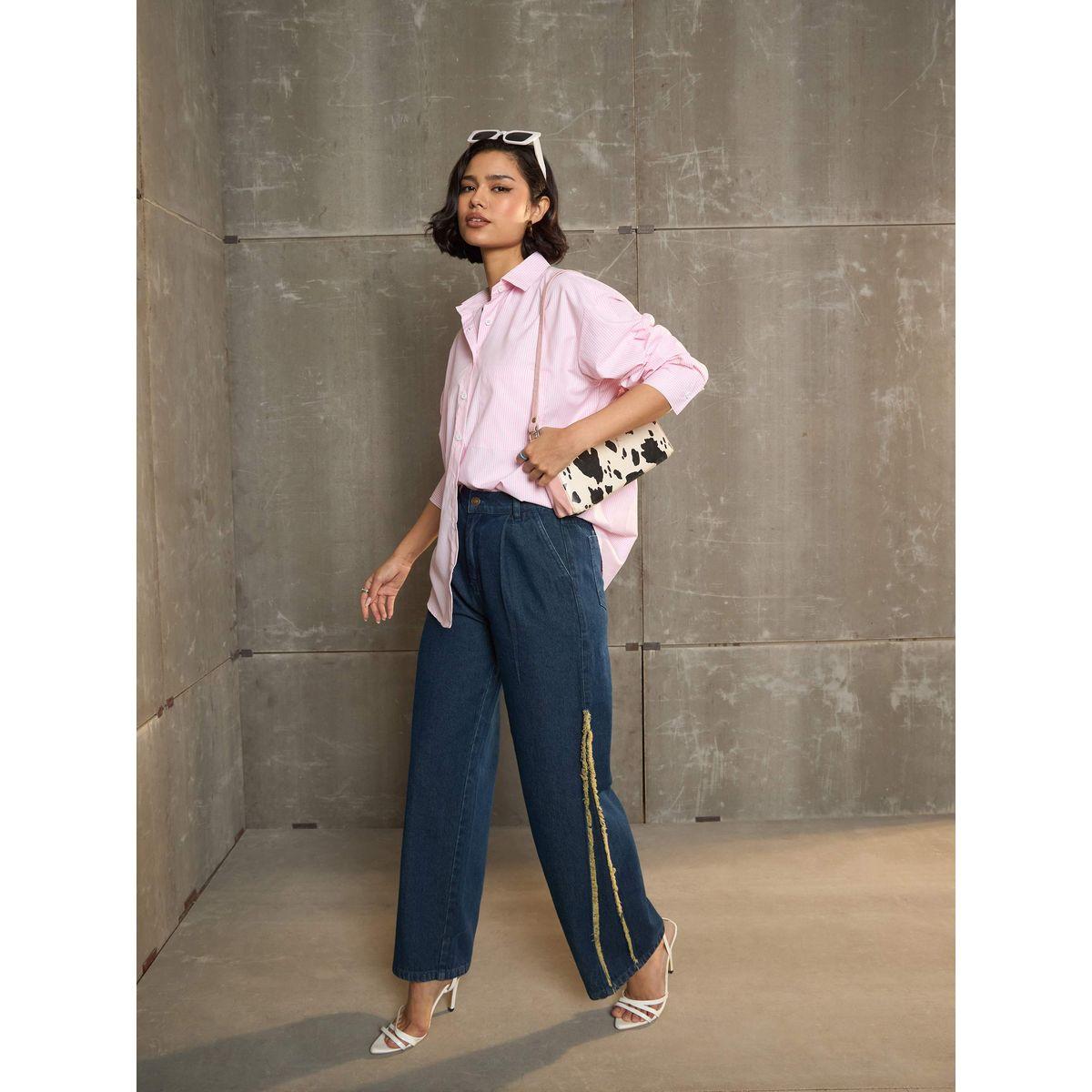 بلوزة فضفاضة مخططة بتفاصيل أزرار-women-clothing-shirtsandblouses-shirts-image-2