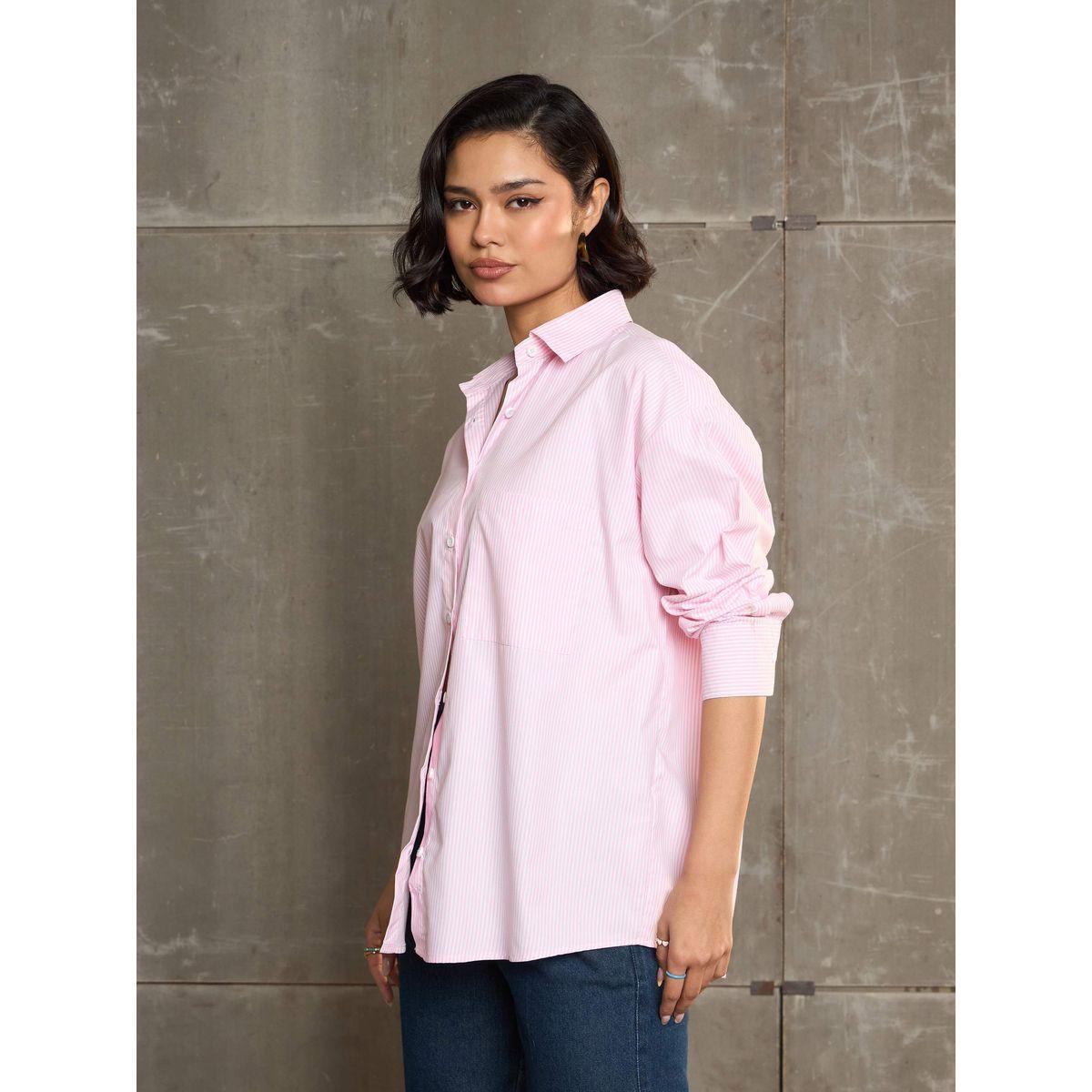 بلوزة فضفاضة مخططة بتفاصيل أزرار-women-clothing-shirtsandblouses-shirts-image-3