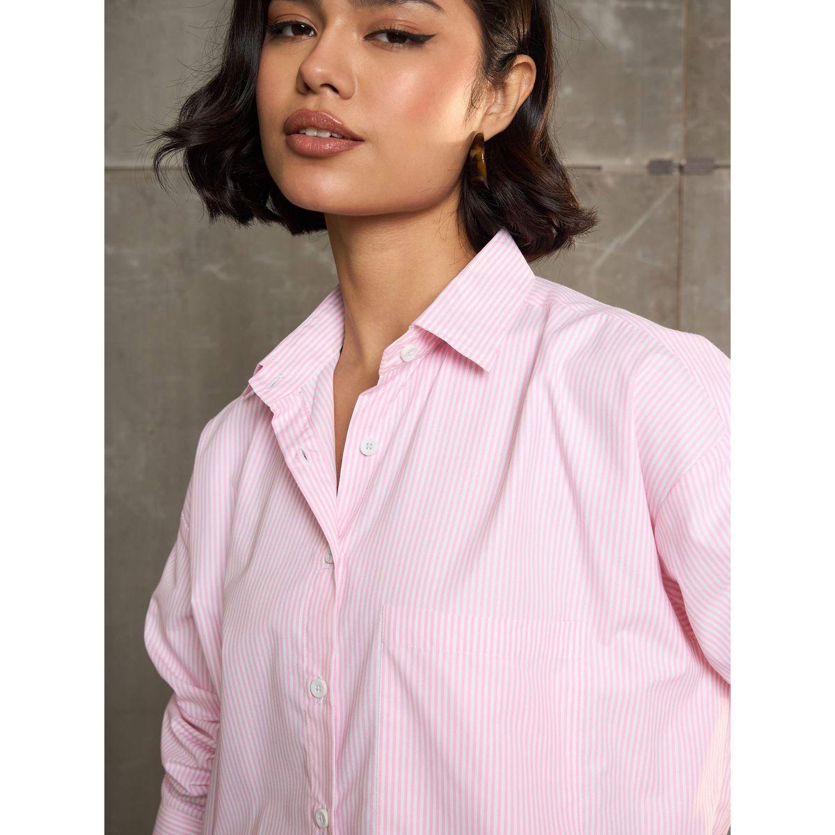 بلوزة فضفاضة مخططة بتفاصيل أزرار-women-clothing-shirtsandblouses-shirts-image-4