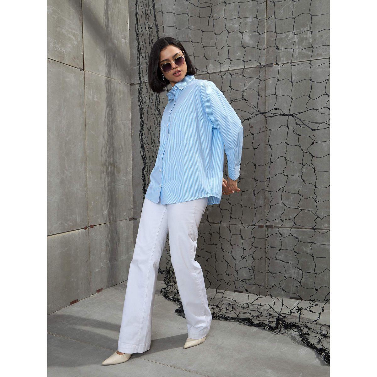 Sassafras Striped Oversized Buttoned Shirt-women-clothing-shirtsandblouses-shirts-image-2