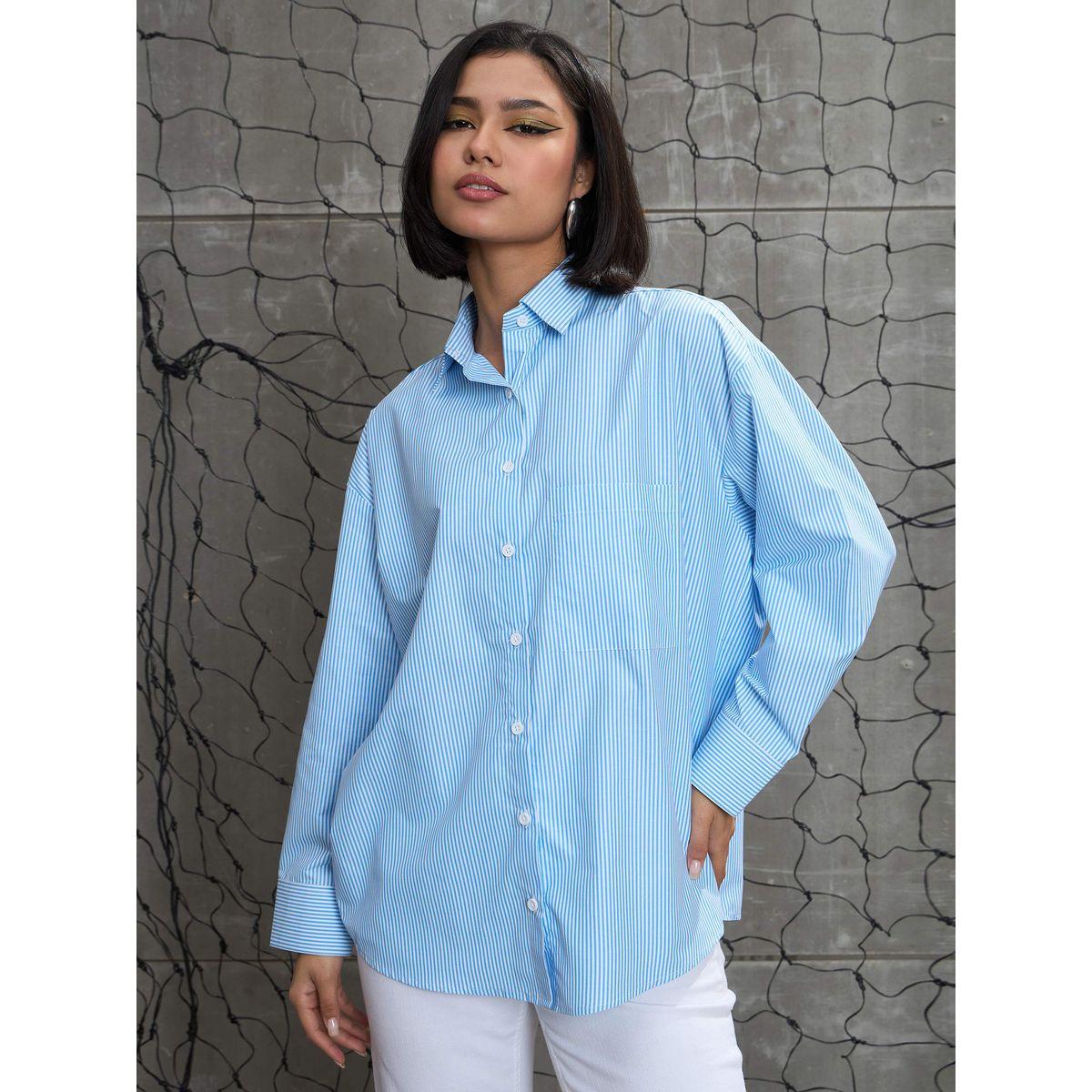 Sassafras Striped Oversized Buttoned Shirt-women-clothing-shirtsandblouses-shirts-image-3