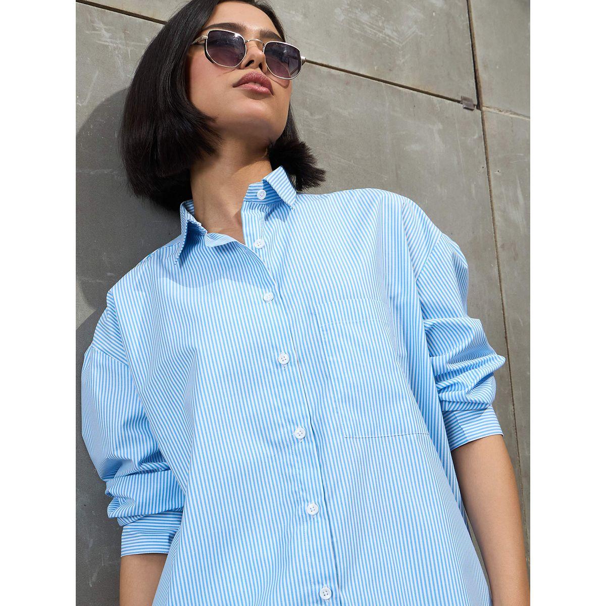 Sassafras Striped Oversized Buttoned Shirt-women-clothing-shirtsandblouses-shirts-image-4