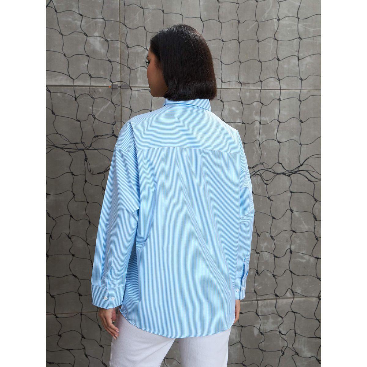 Sassafras Striped Oversized Buttoned Shirt-women-clothing-shirtsandblouses-shirts-image-5