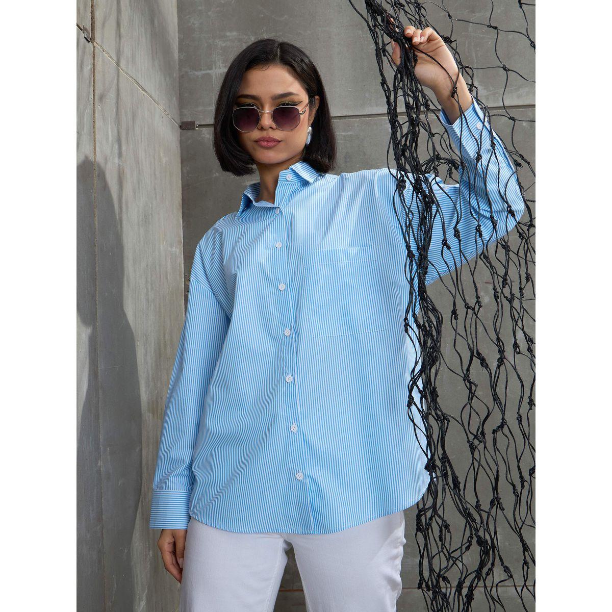 Sassafras Striped Oversized Buttoned Shirt-women-clothing-shirtsandblouses-shirts-image-6