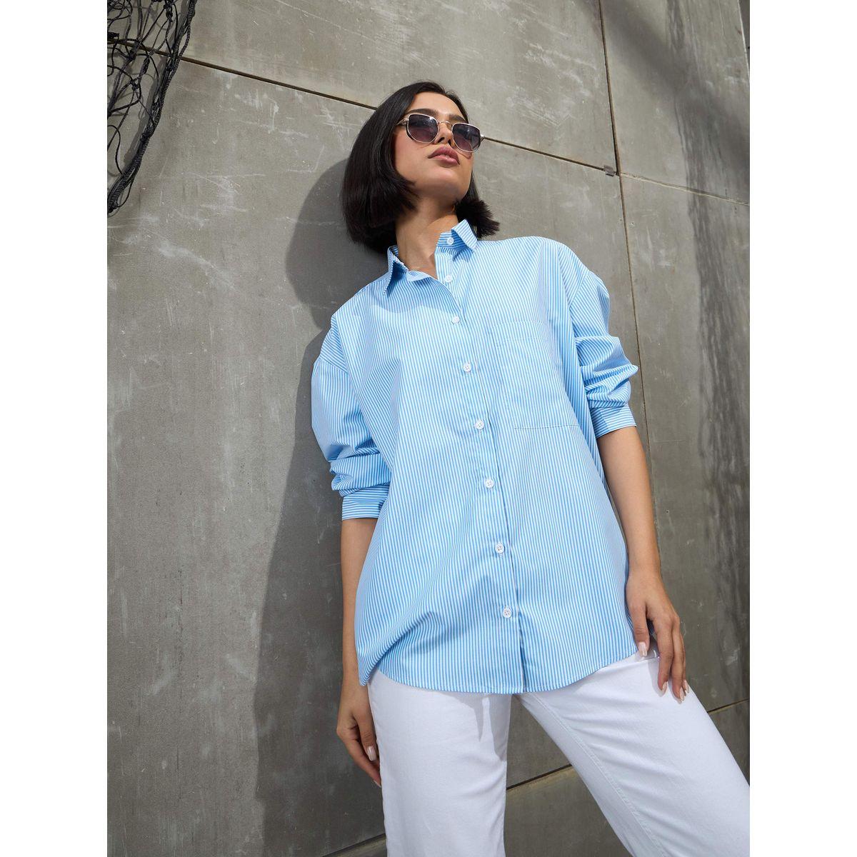 Sassafras Striped Oversized Buttoned Shirt-women-clothing-shirtsandblouses-shirts-image-9