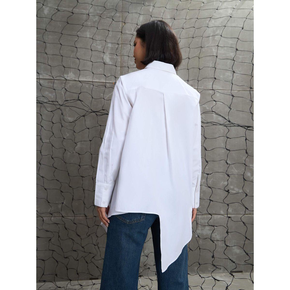 بلوزة بحافة غير متماثلة مع تفاصيل أزرار-women-clothing-shirtsandblouses-shirts-image-2
