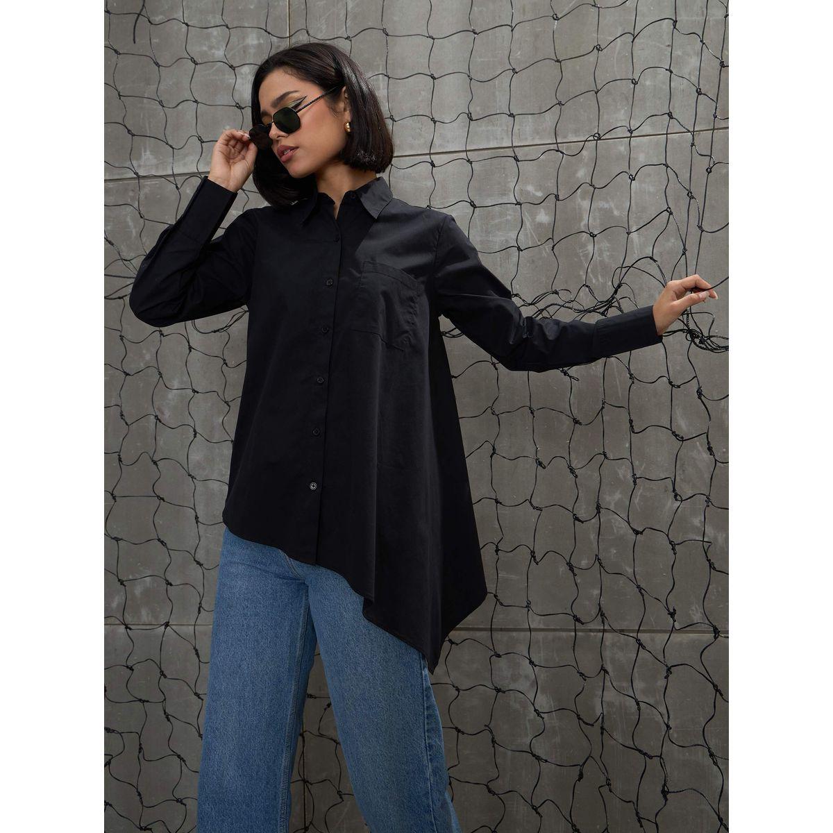بلوزة بحافة غير متماثلة مع تفاصيل أزرار-women-clothing-shirtsandblouses-shirts-image-10