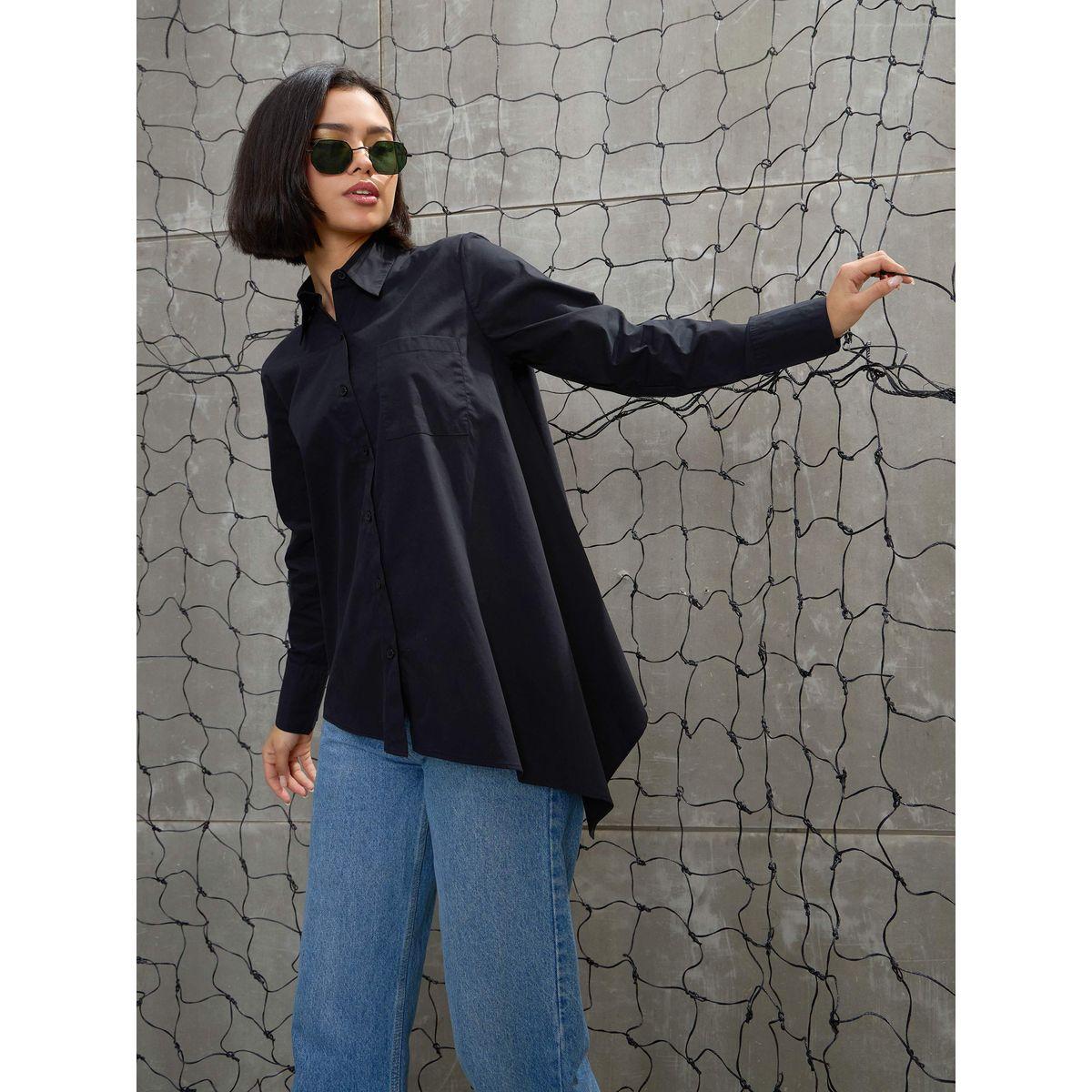 بلوزة بحافة غير متماثلة مع تفاصيل أزرار-women-clothing-shirtsandblouses-shirts-image-2