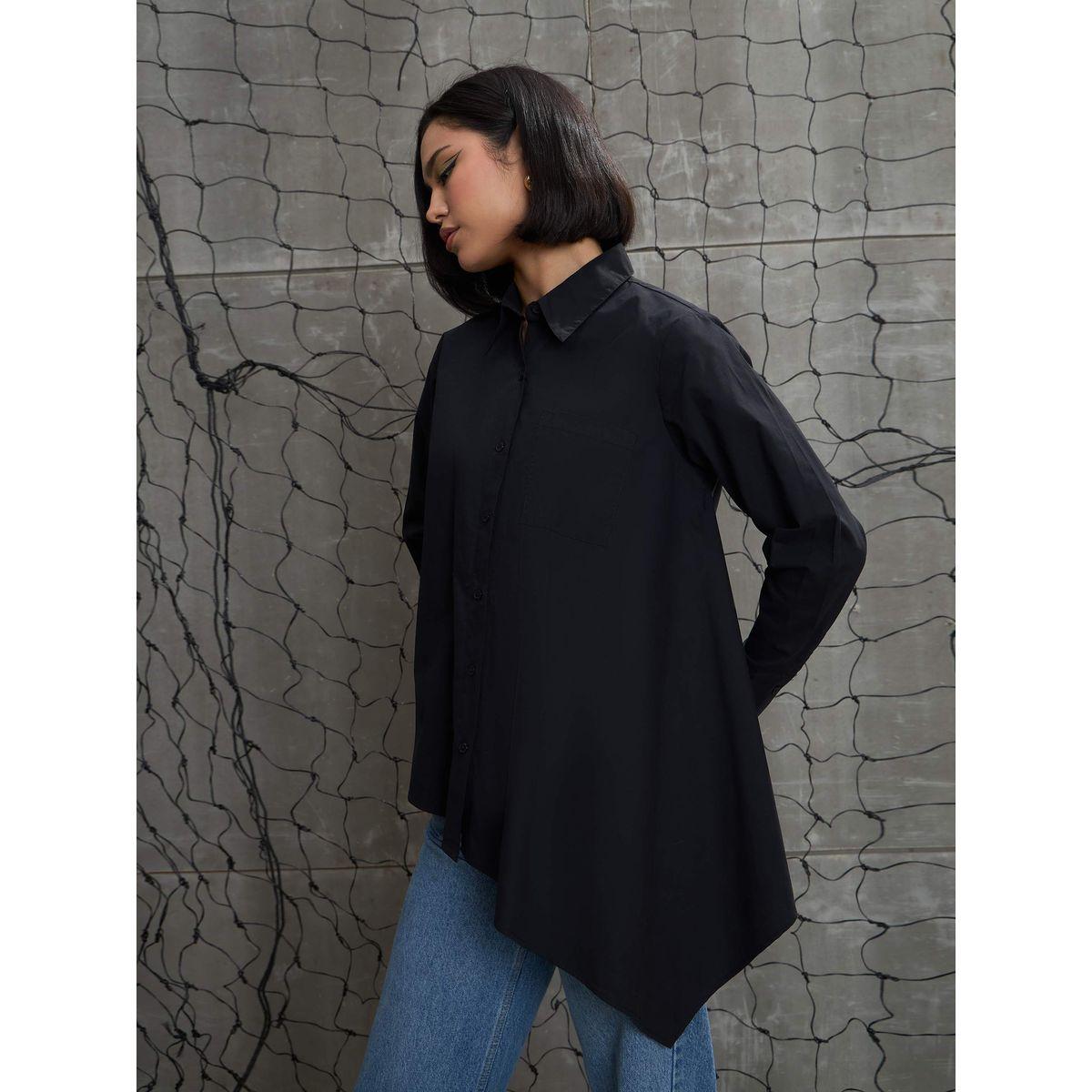 بلوزة بحافة غير متماثلة مع تفاصيل أزرار-women-clothing-shirtsandblouses-shirts-image-4