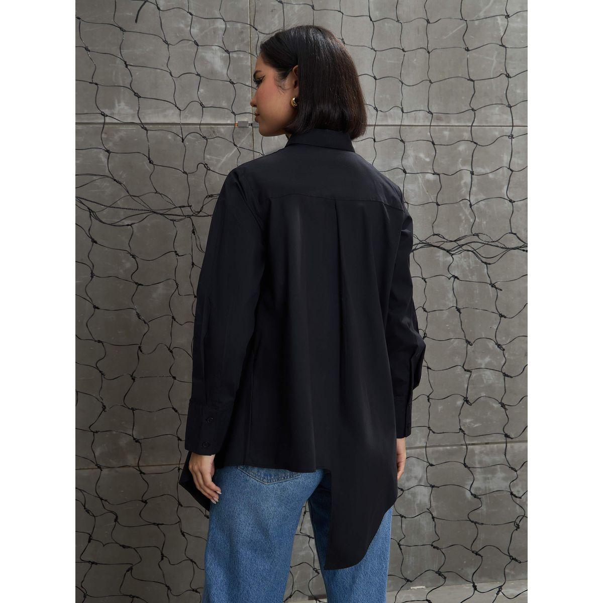 بلوزة بحافة غير متماثلة مع تفاصيل أزرار-women-clothing-shirtsandblouses-shirts-image-6