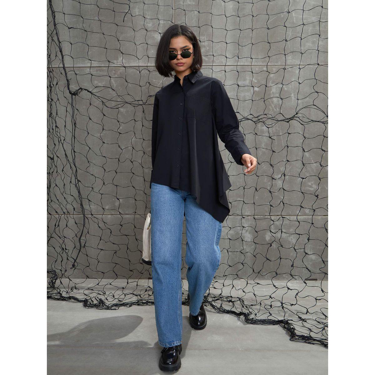 بلوزة بحافة غير متماثلة مع تفاصيل أزرار-women-clothing-shirtsandblouses-shirts-image-7