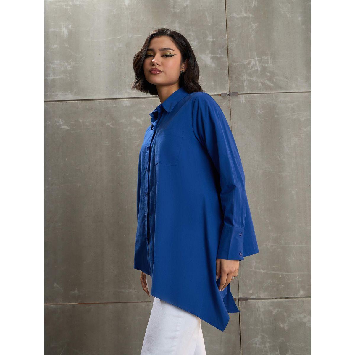 بلوزة بحافة غير متماثلة مع تفاصيل أزرار-women-clothing-shirtsandblouses-shirts-image-3