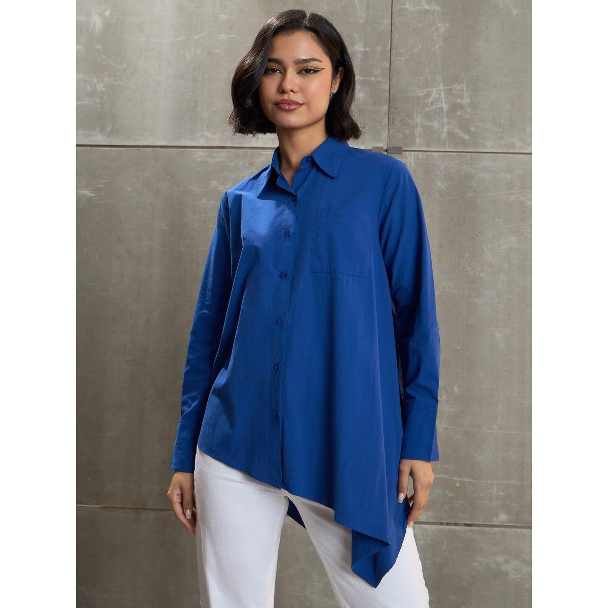 بلوزة بحافة غير متماثلة مع تفاصيل أزرار-women-clothing-shirtsandblouses-shirts-image-6