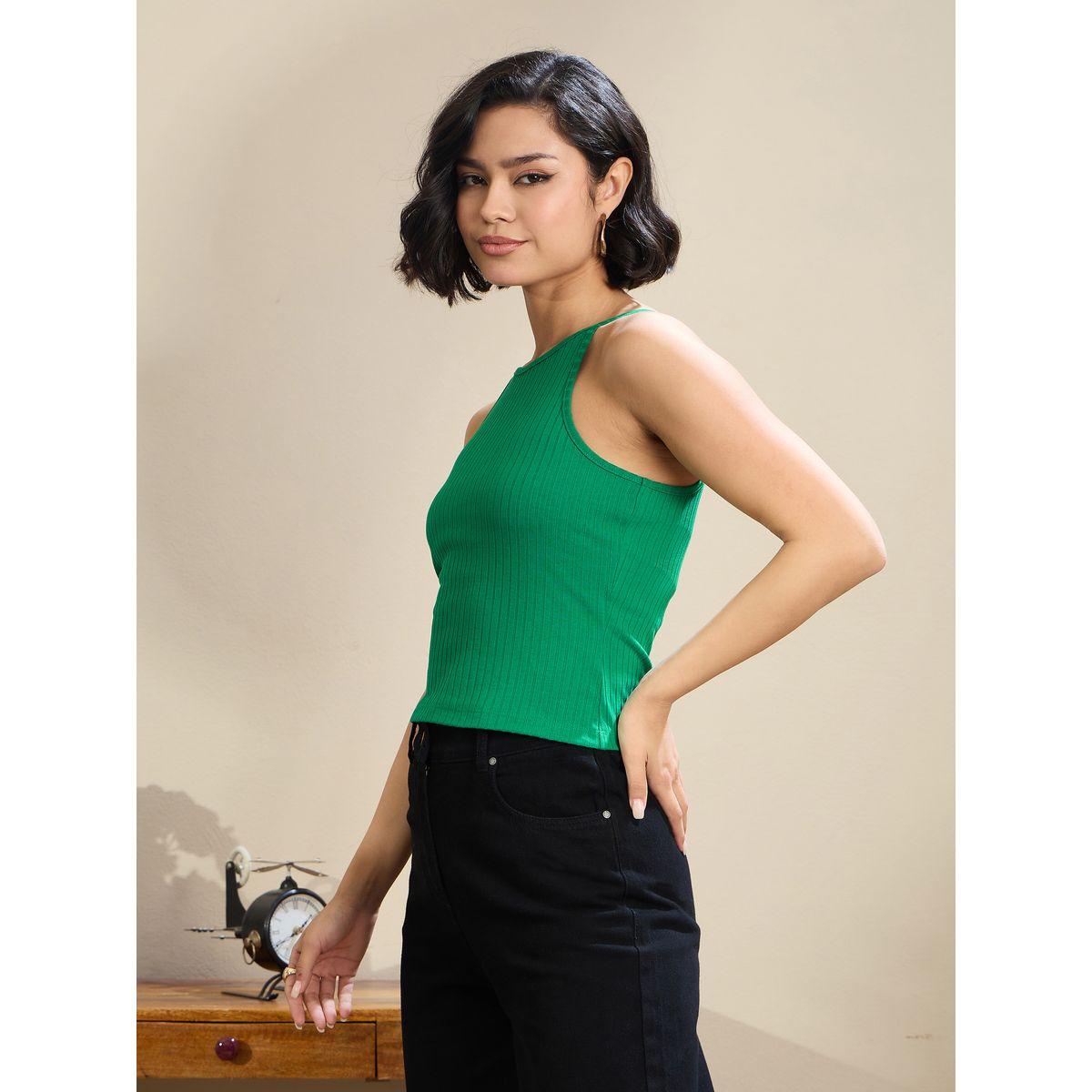 بلوزة قصيرة بحمالات وتفاصيل مُضلعة-women-clothing-tshirts-image-3