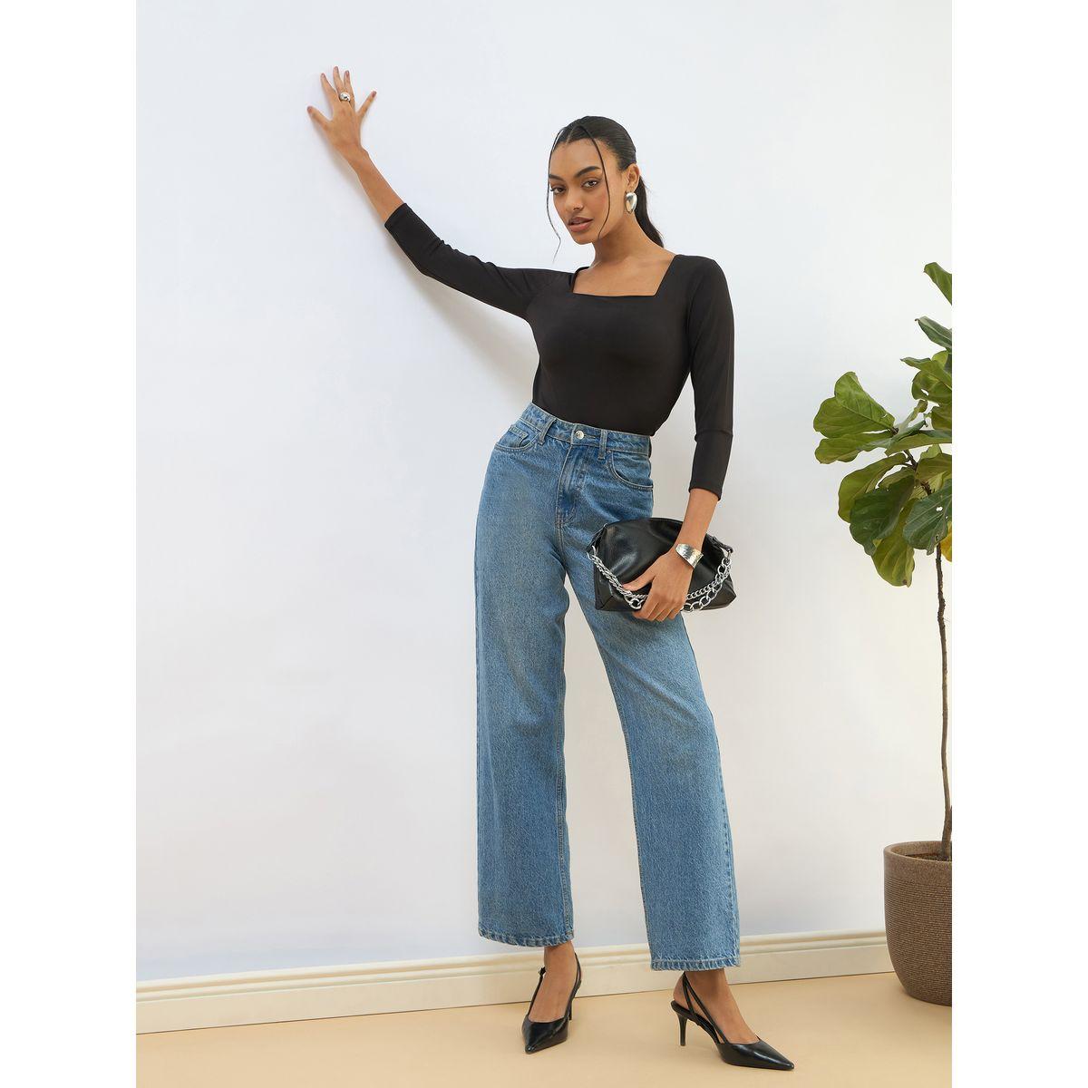 بلوزة قصيرة محبوكة بياقة مربعة-women-clothing-tshirts-image-2