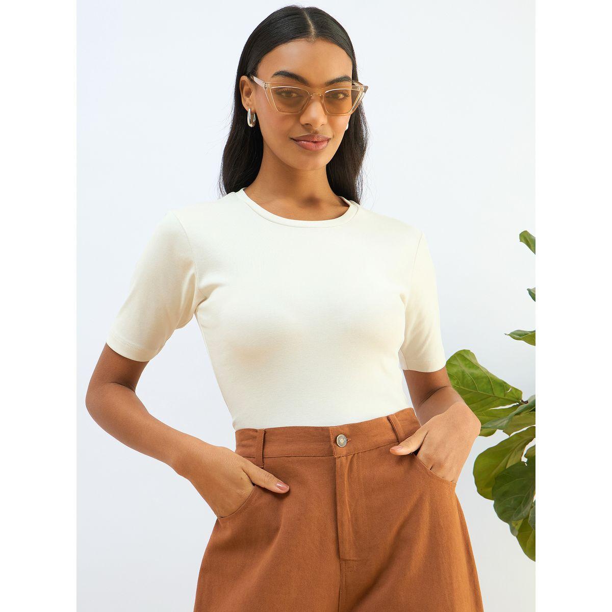بلوزة مضلعة بأكمام قصيرة-women-clothing-shirtsandblouses-blouses-image-1