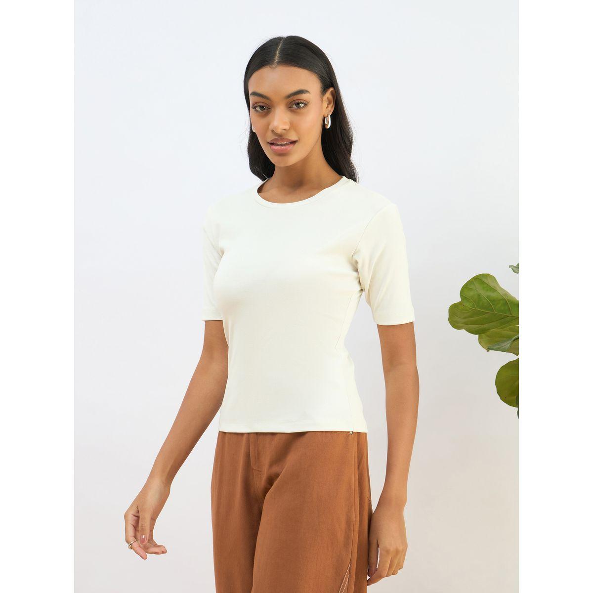 Sassafras White Ribbed Short Sleeves Top-women-clothing-shirtsandblouses-blouses-image-3