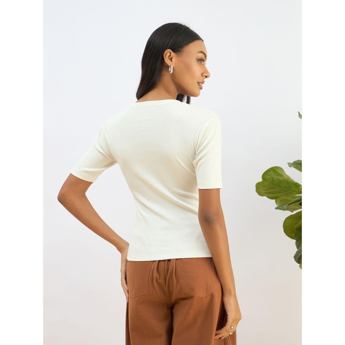 Sassafras White Ribbed Short Sleeves Top-women-clothing-shirtsandblouses-blouses-image-5