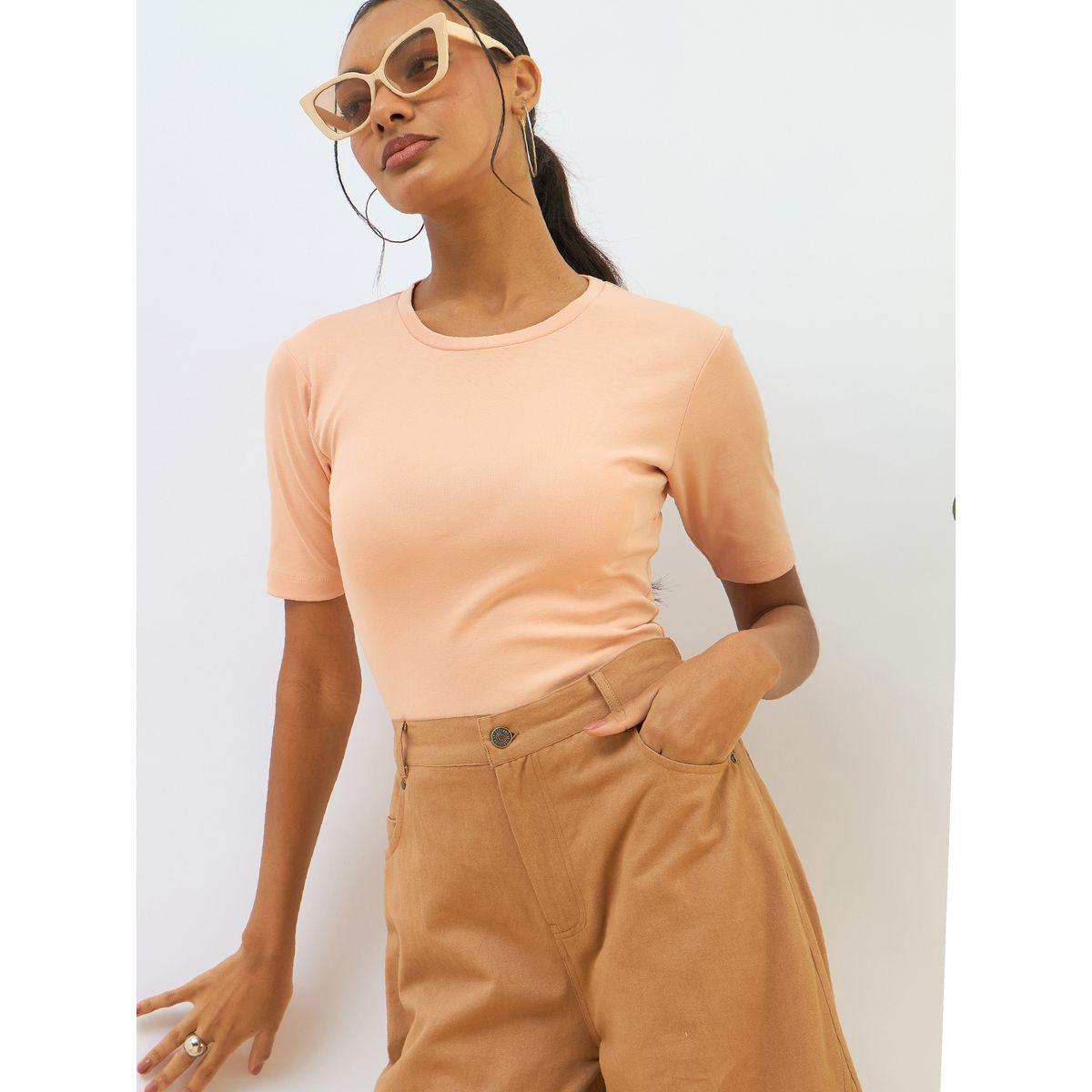 بلوزة مضلعة بأكمام قصيرة-women-clothing-shirtsandblouses-blouses-image-1