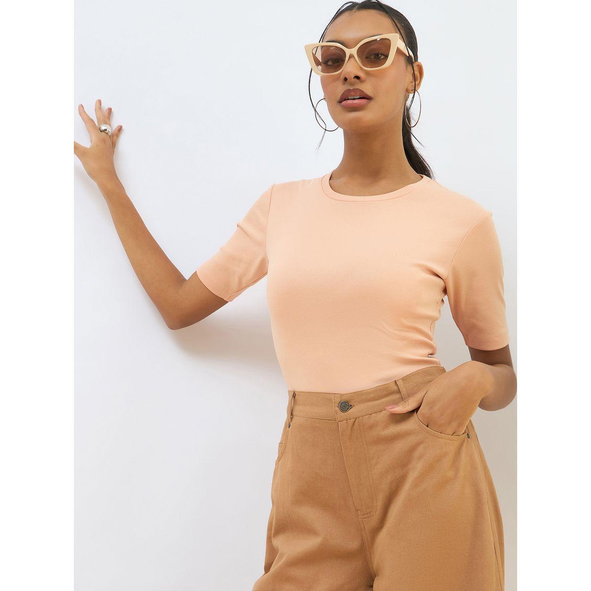 Sassafras Peach Ribbed Short Sleeves Top-women-clothing-shirtsandblouses-blouses-image-8
