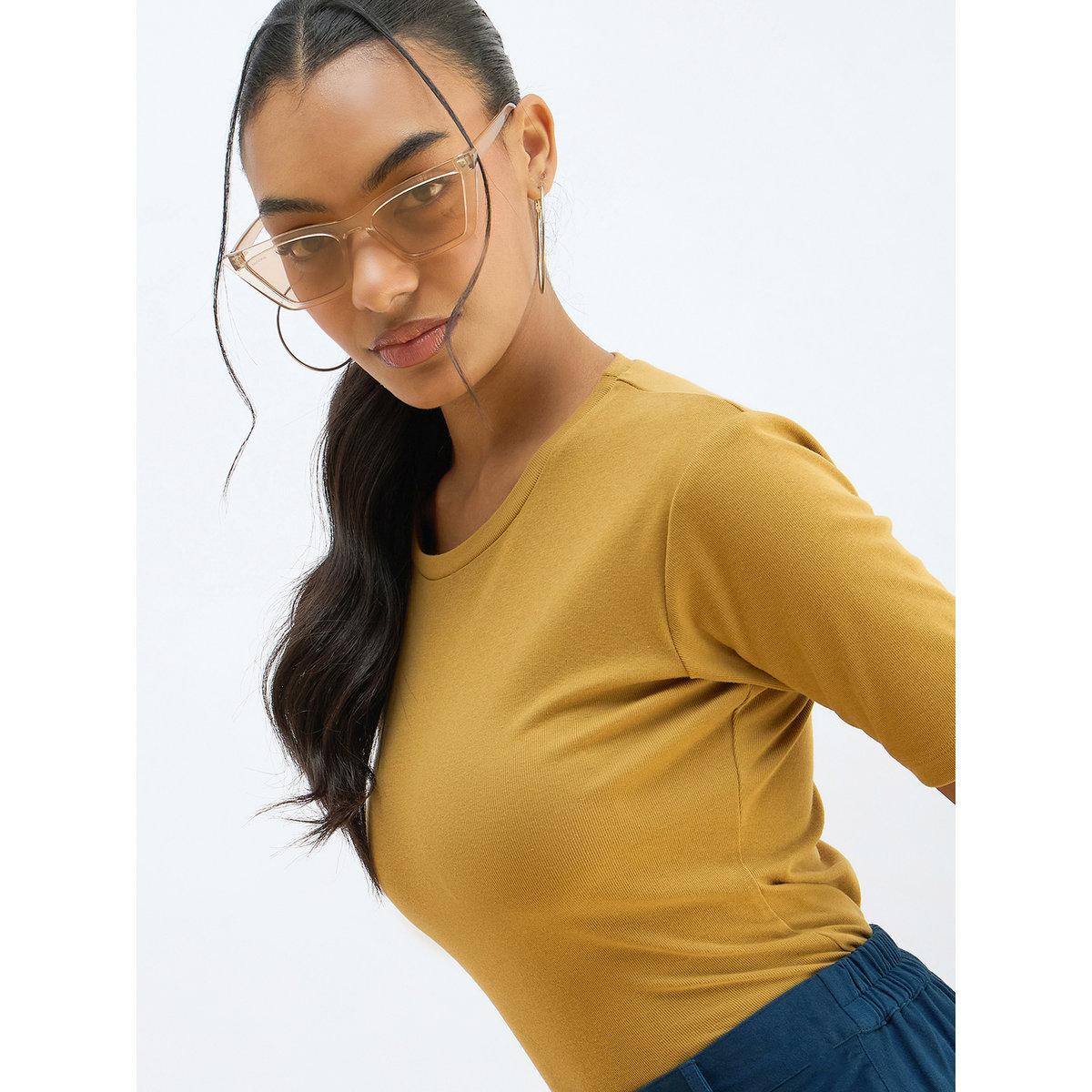 Sassafras Women Khaki Ribbed Short Sleeves Top-women-clothing-shirtsandblouses-blouses-image-7