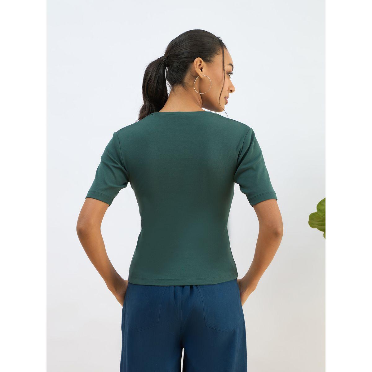بلوزة بتفاصيل مُضلعة وأكمام قصيرة-women-clothing-tshirts-image-5