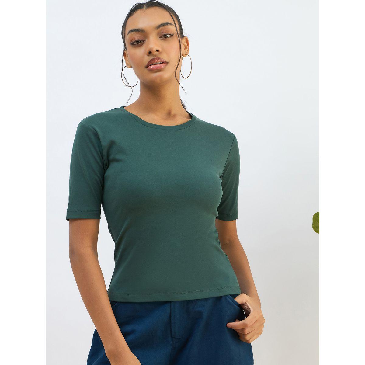 Sassafras Green Ribbed Short Sleeves Top-women-clothing-tshirts-image-6