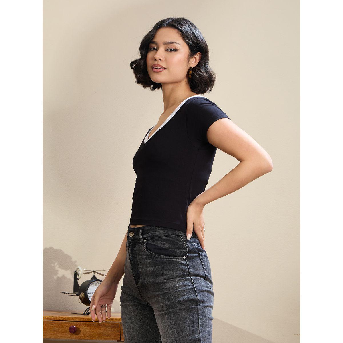 تيشيرت قصير بياقة عميقة-women-clothing-tshirts-image-3