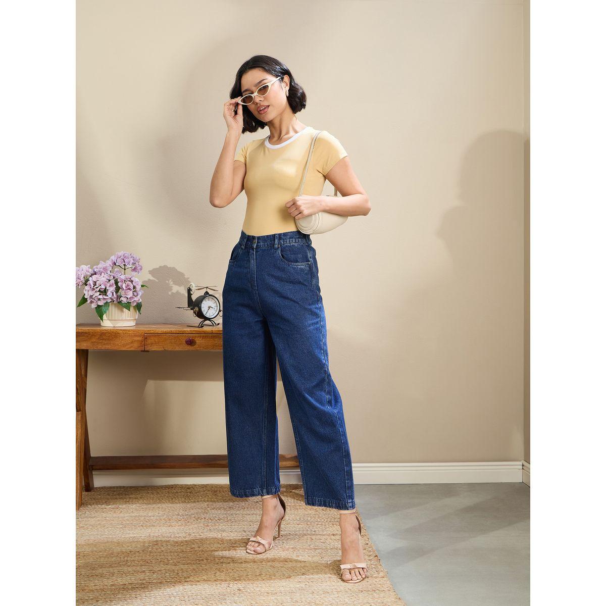 Sassafras Women Beige Contrast Round Neck Fitted Crop T-Shirt-women-clothing-tshirts-image-7