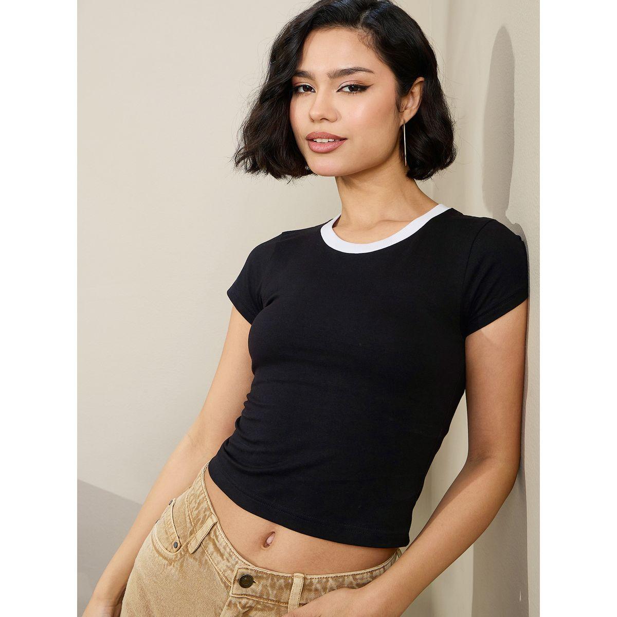 تيشيرت قصير بياقة دائرية-women-clothing-tshirts-image-1