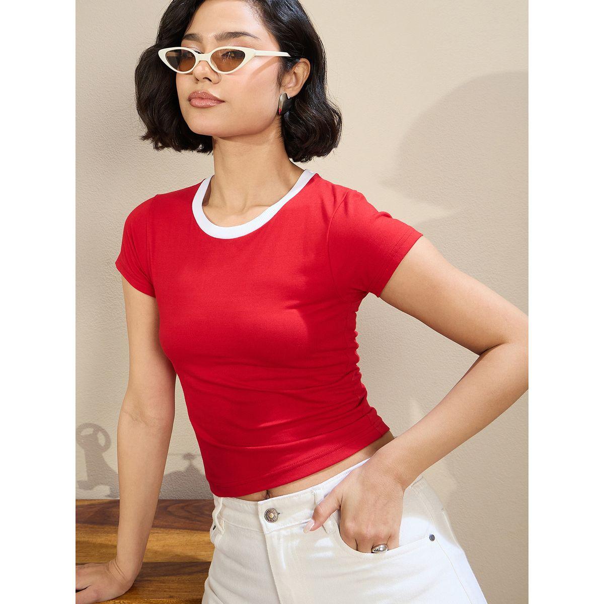 تيشيرت قصير بياقة دائرية-women-clothing-tshirts-image-2