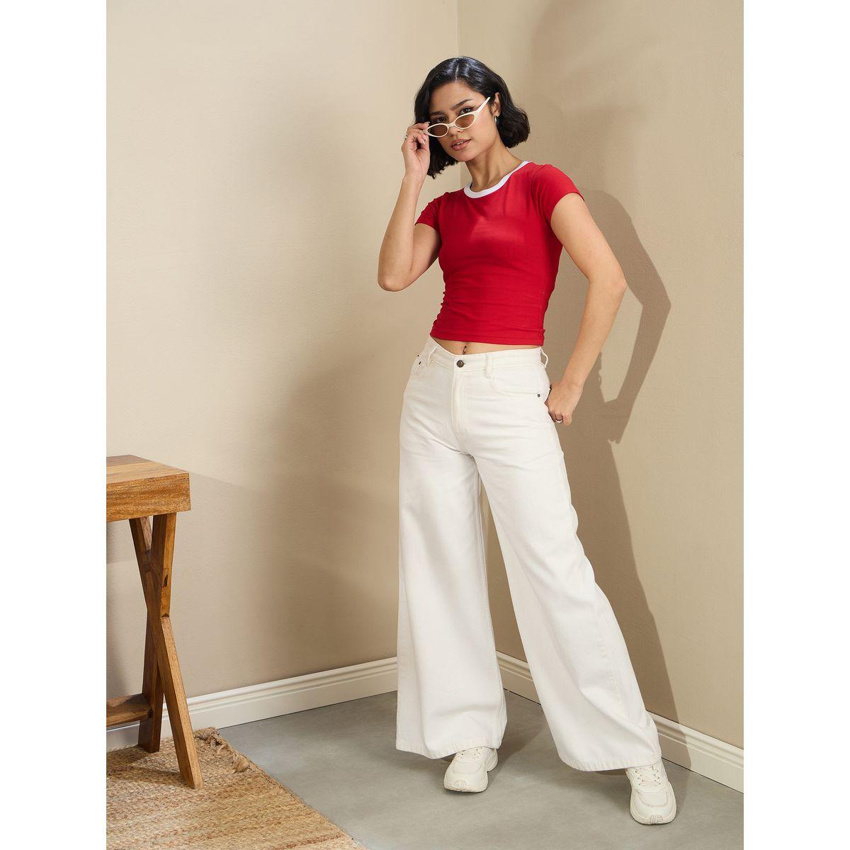 Sassafras Women Red Contrast Round Neck Fitted Crop T-Shirt-women-clothing-tshirts-image-7