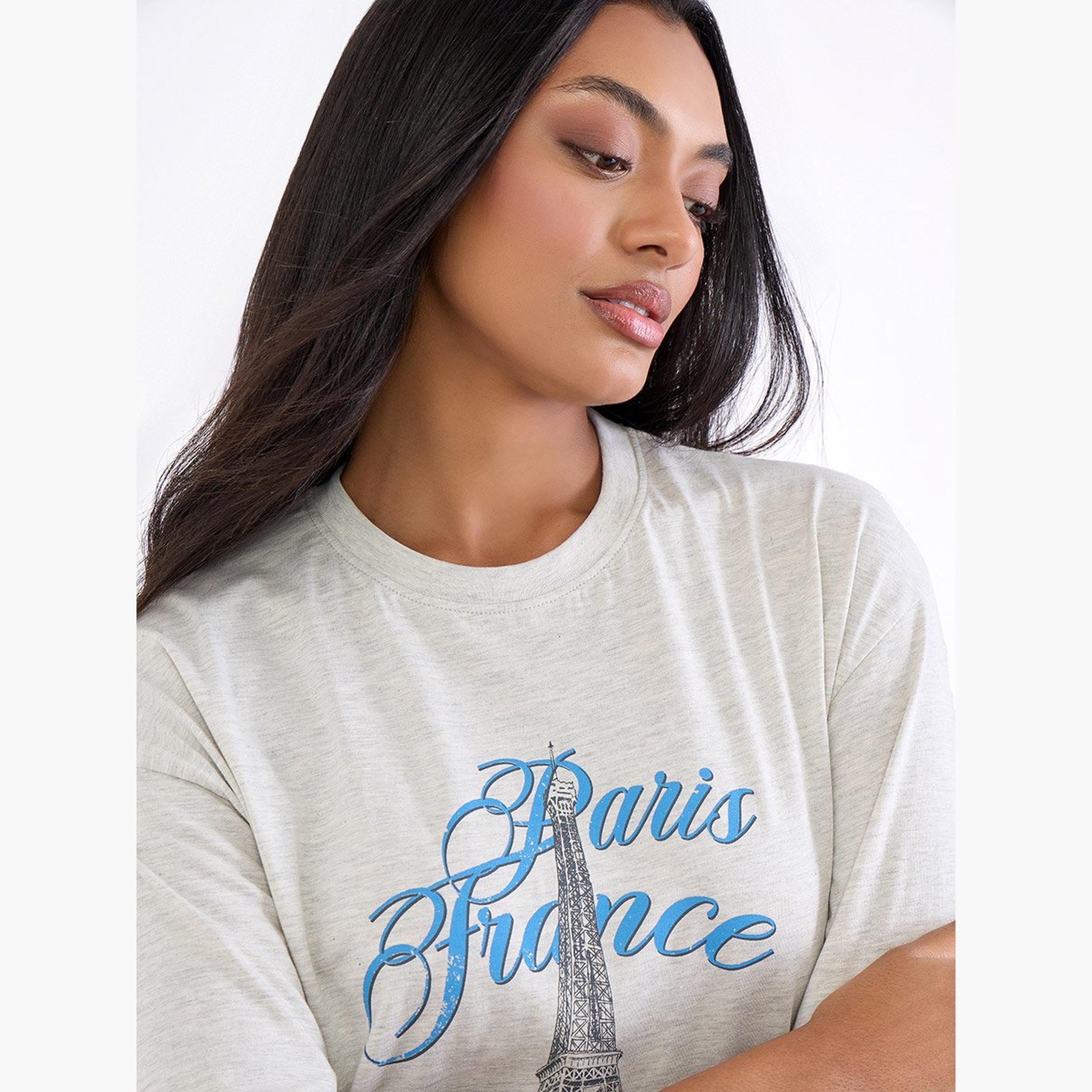 Styli Grey Paris Eiffel Graphic Oversized T-Shirt-women-clothing-tshirts-image-4