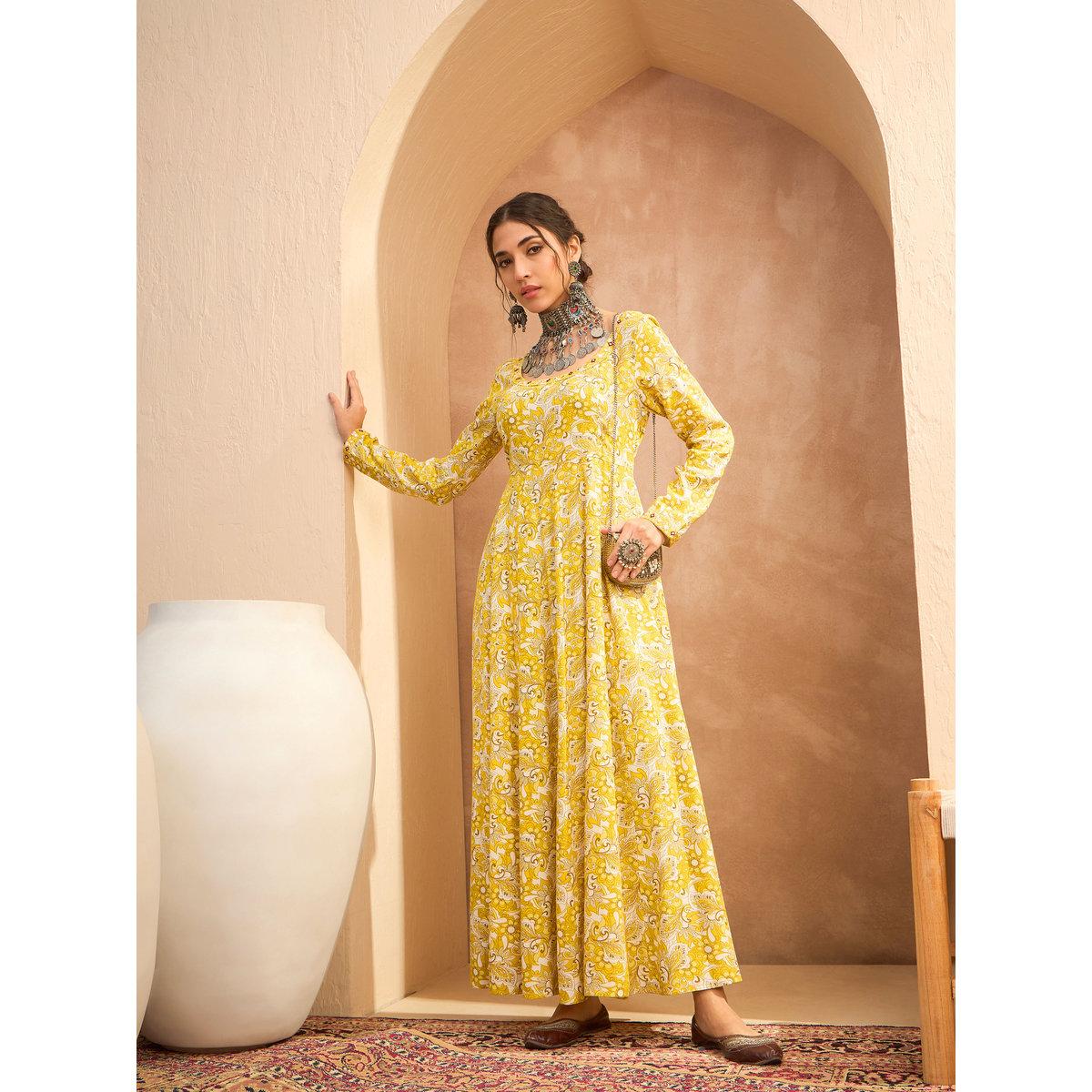 طقم من كورتا بطبعة زهور وبنطال-women-clothing-ethnicwear-kurtasets-image-6