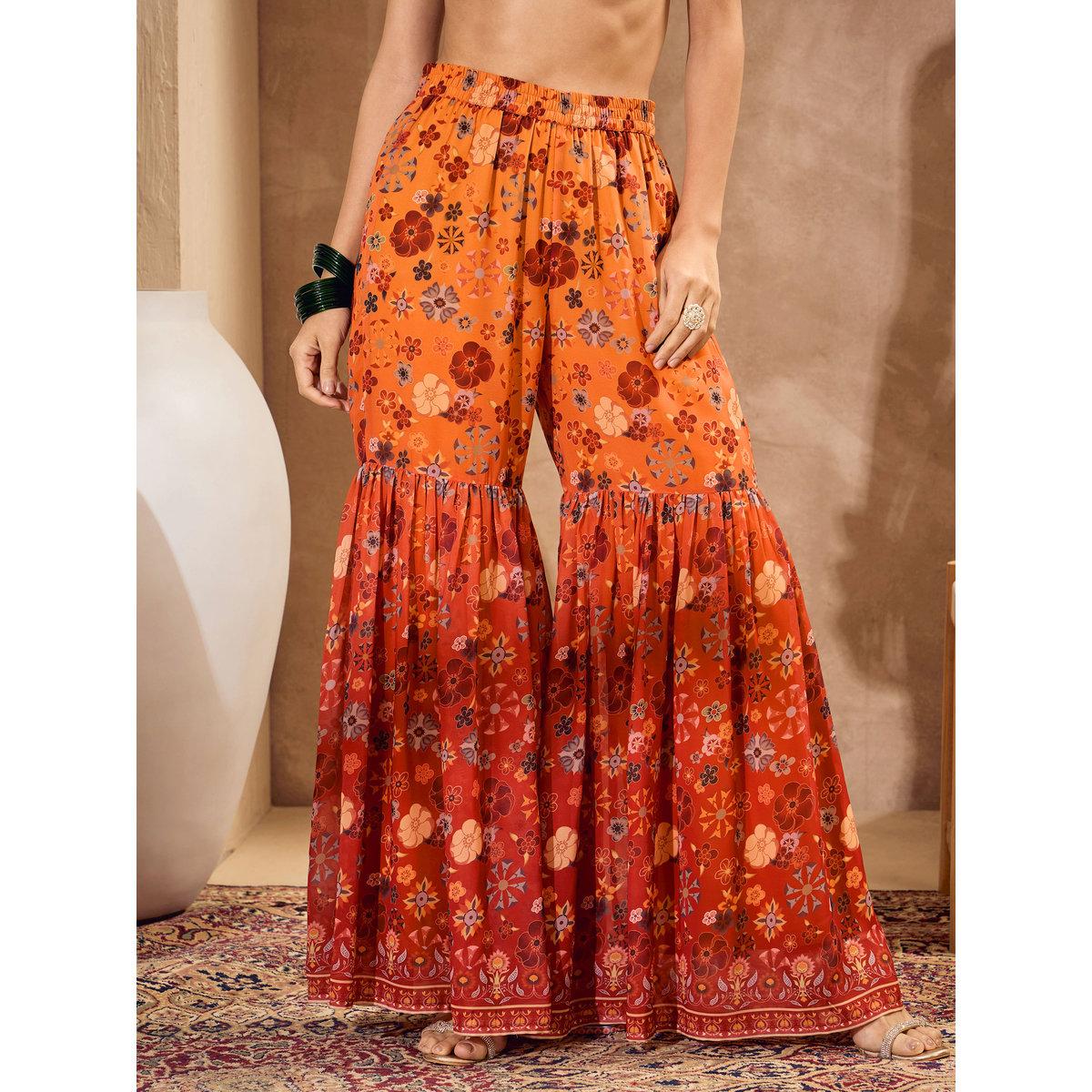 طقم من كورتا بطبعة زهور وبنطال شرارة-women-clothing-ethnicwear-kurtasets-image-7