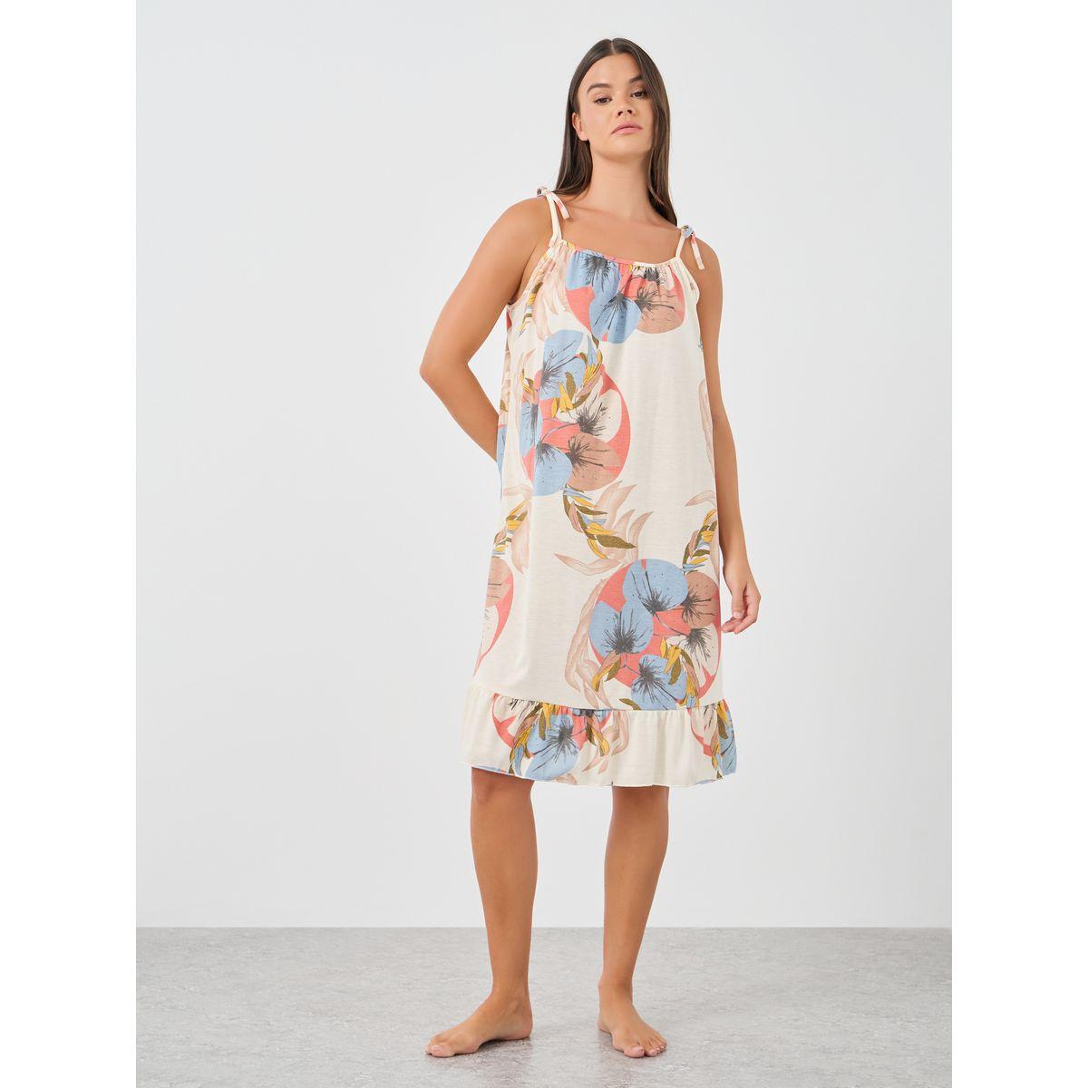 Styli Floral Print Ruffle Hem Strappy Slip Dress-women-clothing-nightwear-nighties-image-1