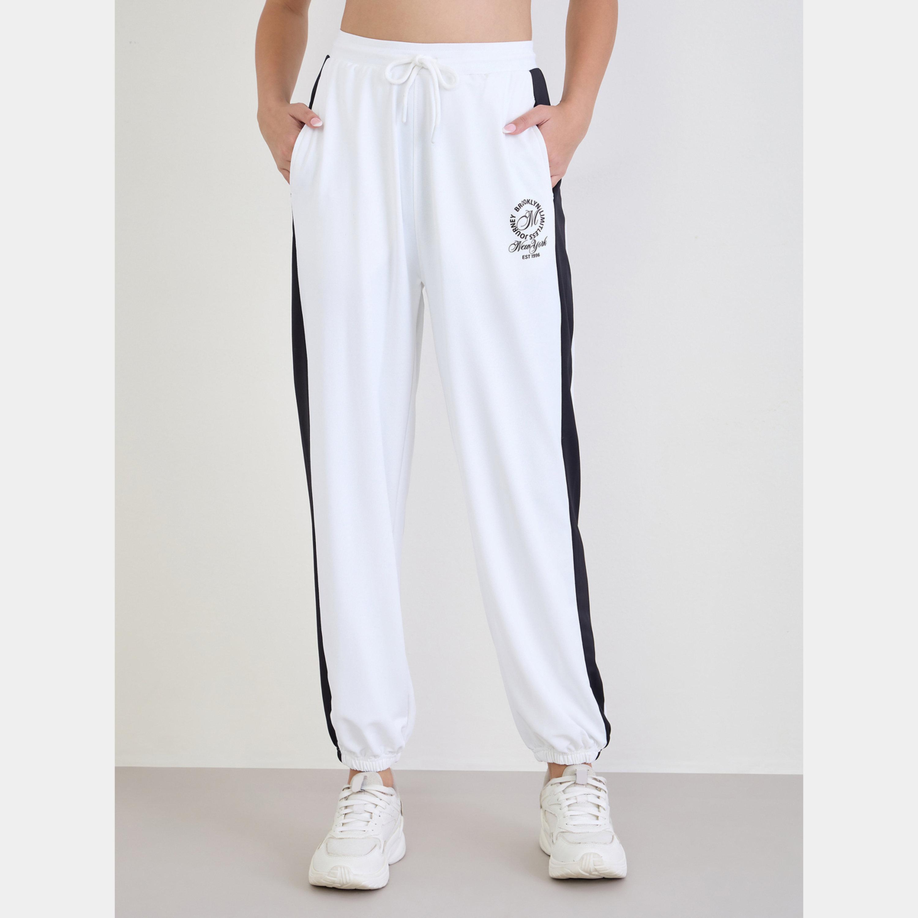 Styli Women White Side Stripe Joggers-women-clothing-bottoms-joggers-image-1