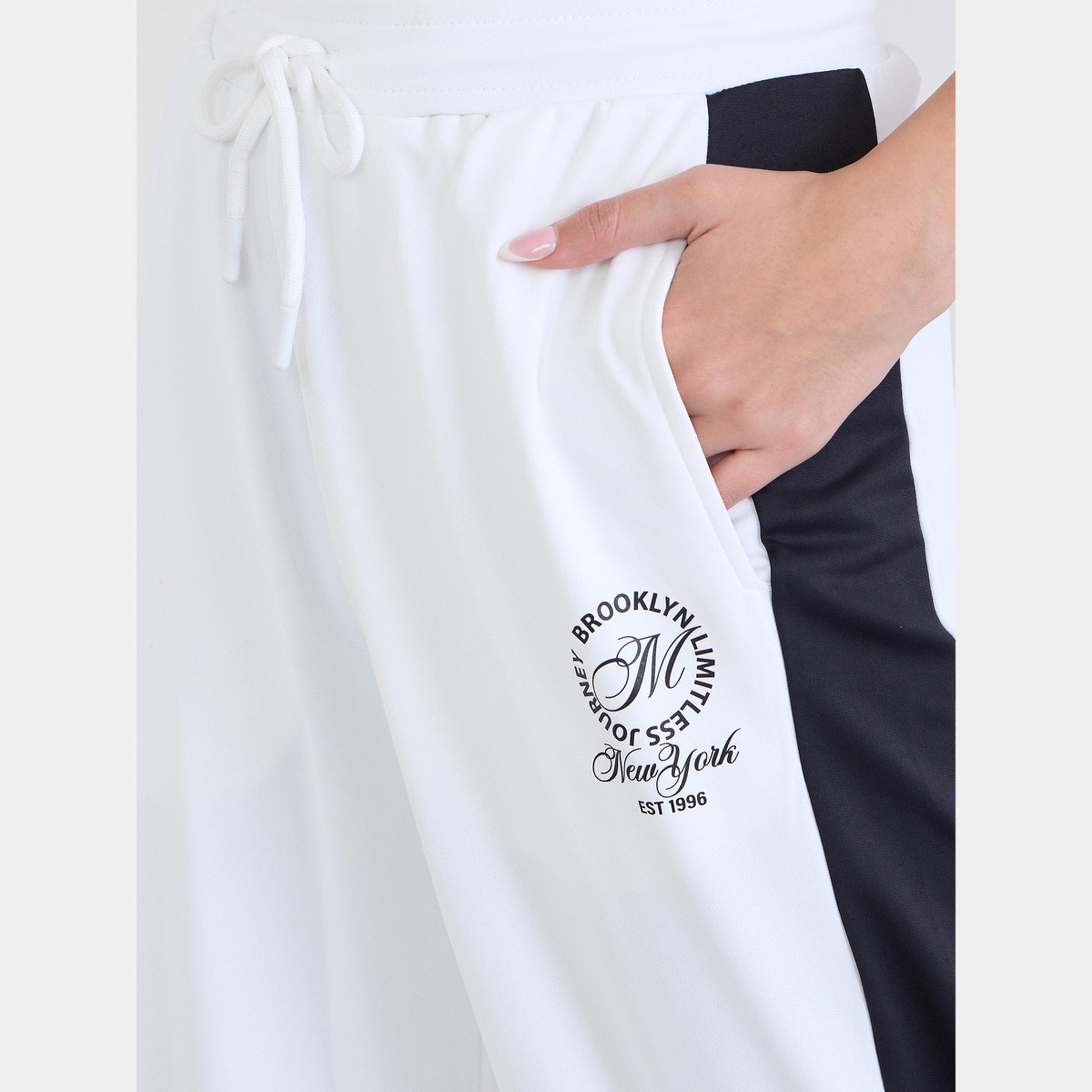 ستايلي - بنطال رياضي نسائي أبيض مخطط جانبي-women-clothing-bottoms-joggers-image-3