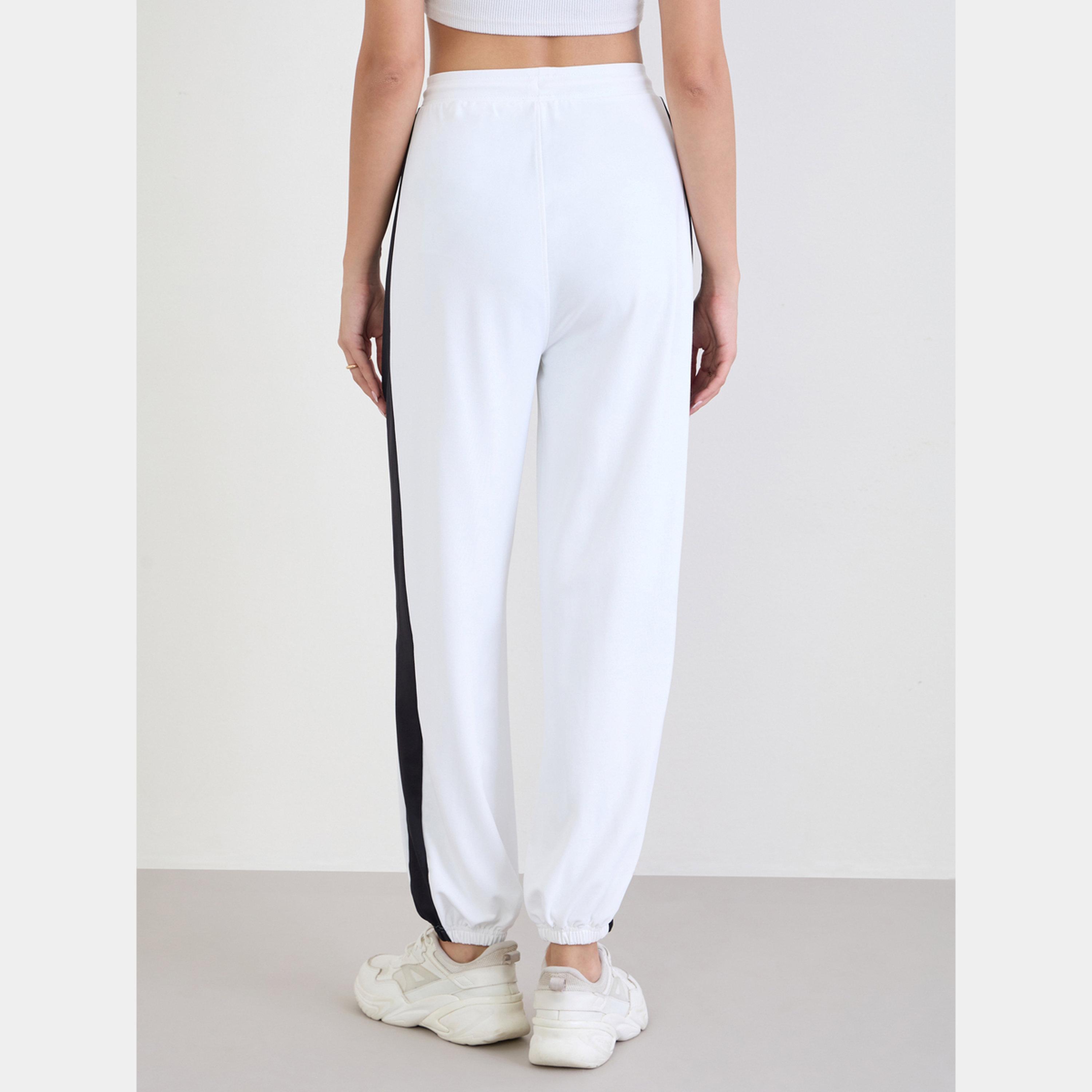 ستايلي - بنطال رياضي نسائي أبيض مخطط جانبي-women-clothing-bottoms-joggers-image-4
