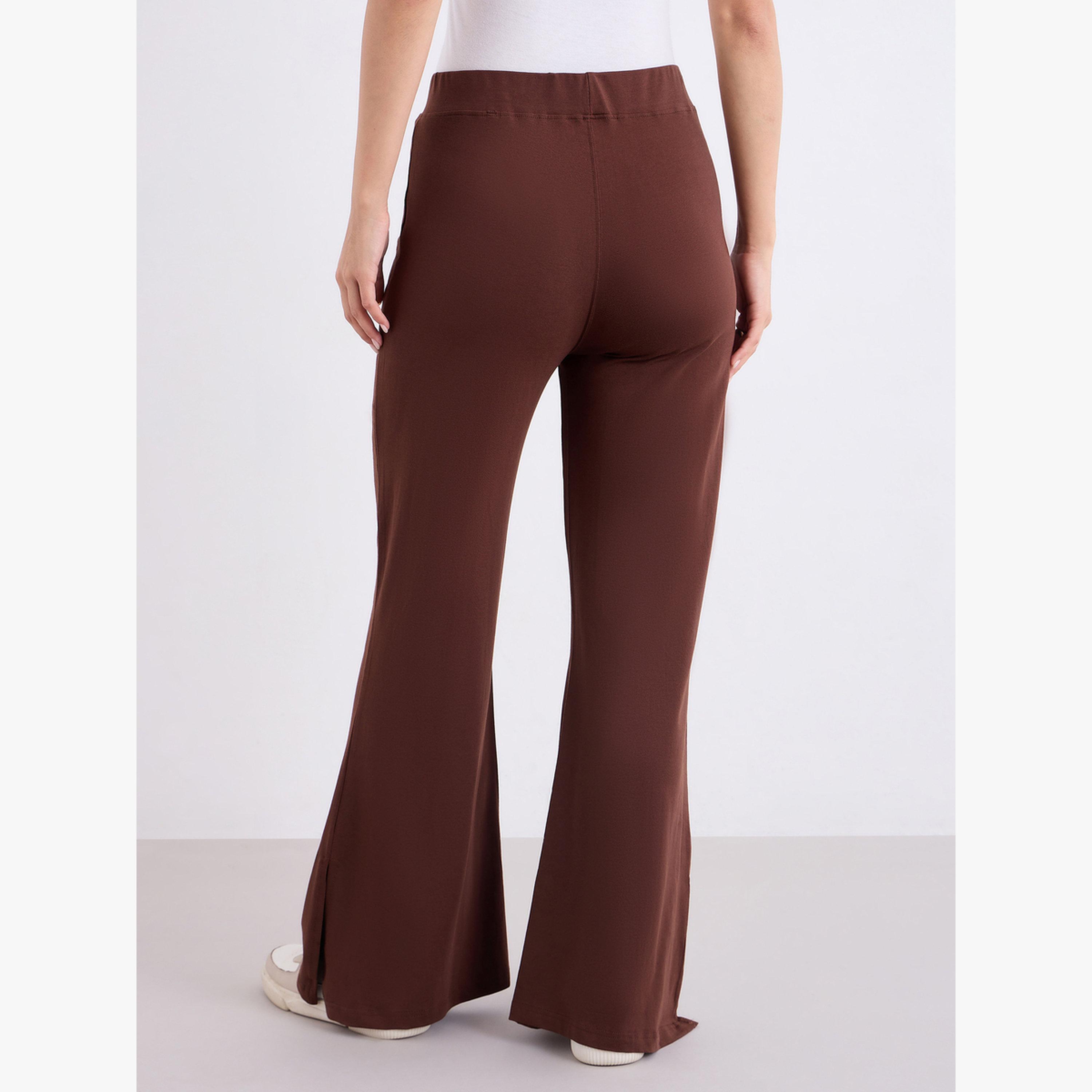 Styli Brown Flared Knit Leggings-women-clothing-bottoms-leggings-image-4