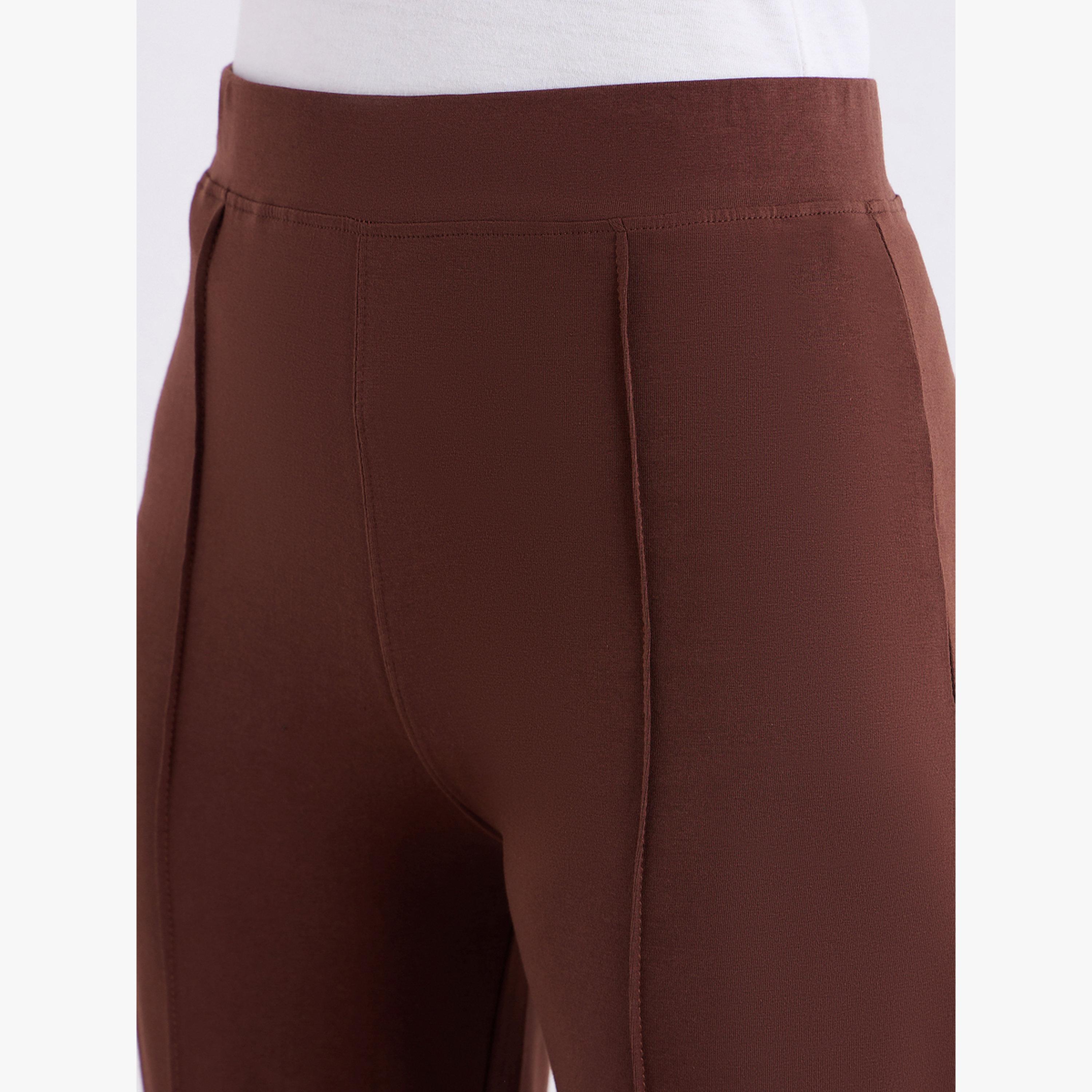 Styli Brown Flared Knit Leggings-women-clothing-bottoms-leggings-image-5