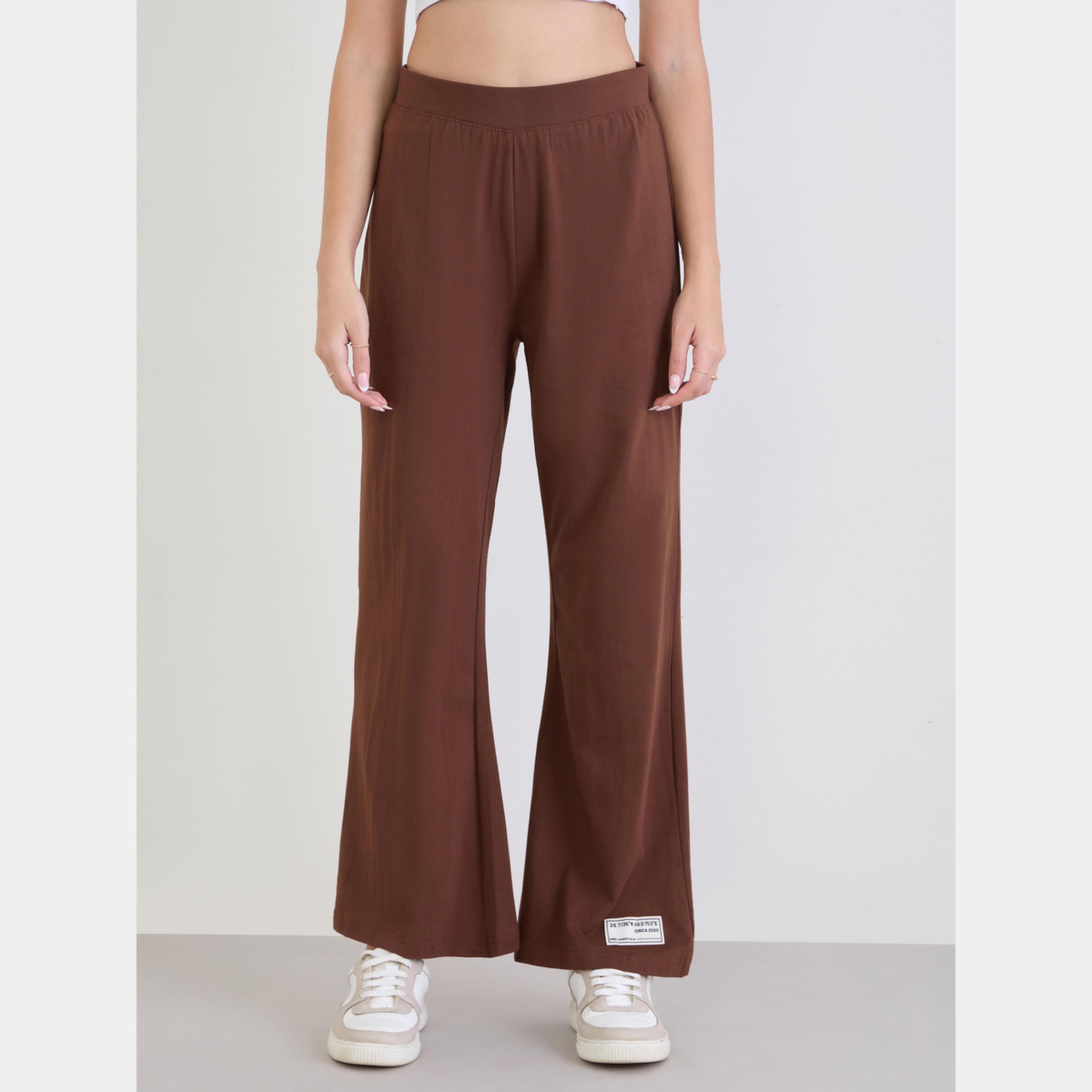 ستايلي - بنطال نسائي بني واسع الساق-women-clothing-bottoms-joggers-image-1